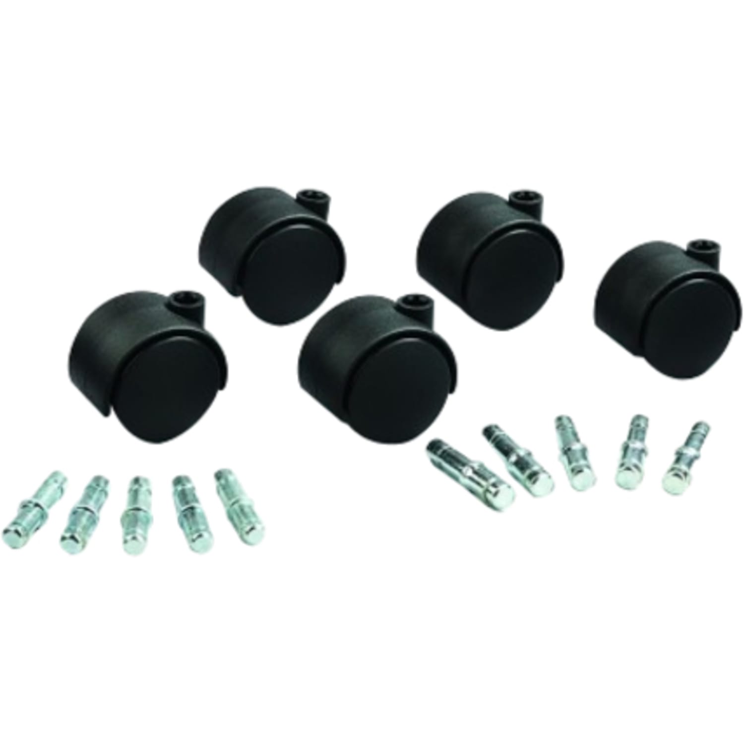 Master Caster Hard Floor Duet Casters, 2in Diameter, B/K Stems, Hard Wheels, Black - Image 4