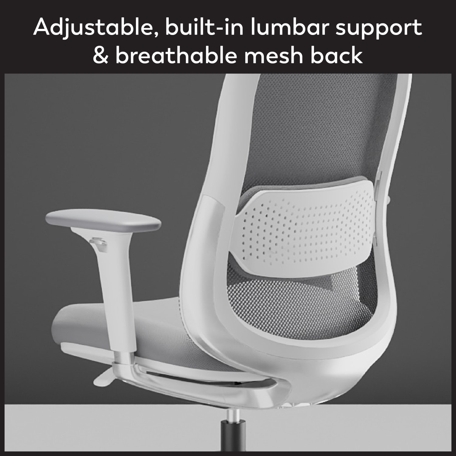 WorkPro® Uomo Ergonomic Mesh/Fabric Mid-Back Office Chair, White/Gray, BIFMA Compliant - Image 5