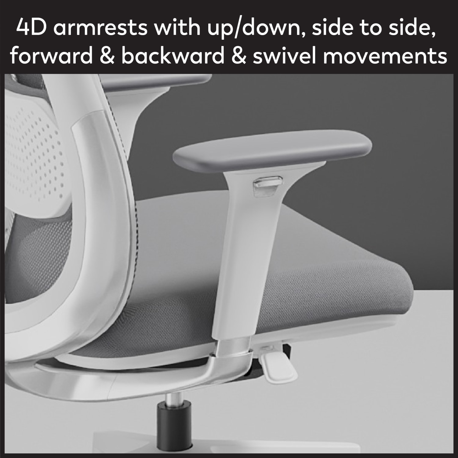 WorkPro Uomo Ergonomic Mesh/Fabric Mid-Back Office Chair, White/Gray, BIFMA Compliant - Image 6
