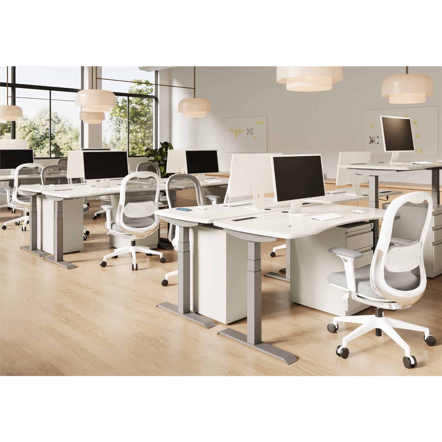 WorkPro® Uomo Ergonomic Mesh/Fabric Mid-Back Office Chair, White/Gray, BIFMA Compliant - Image 8