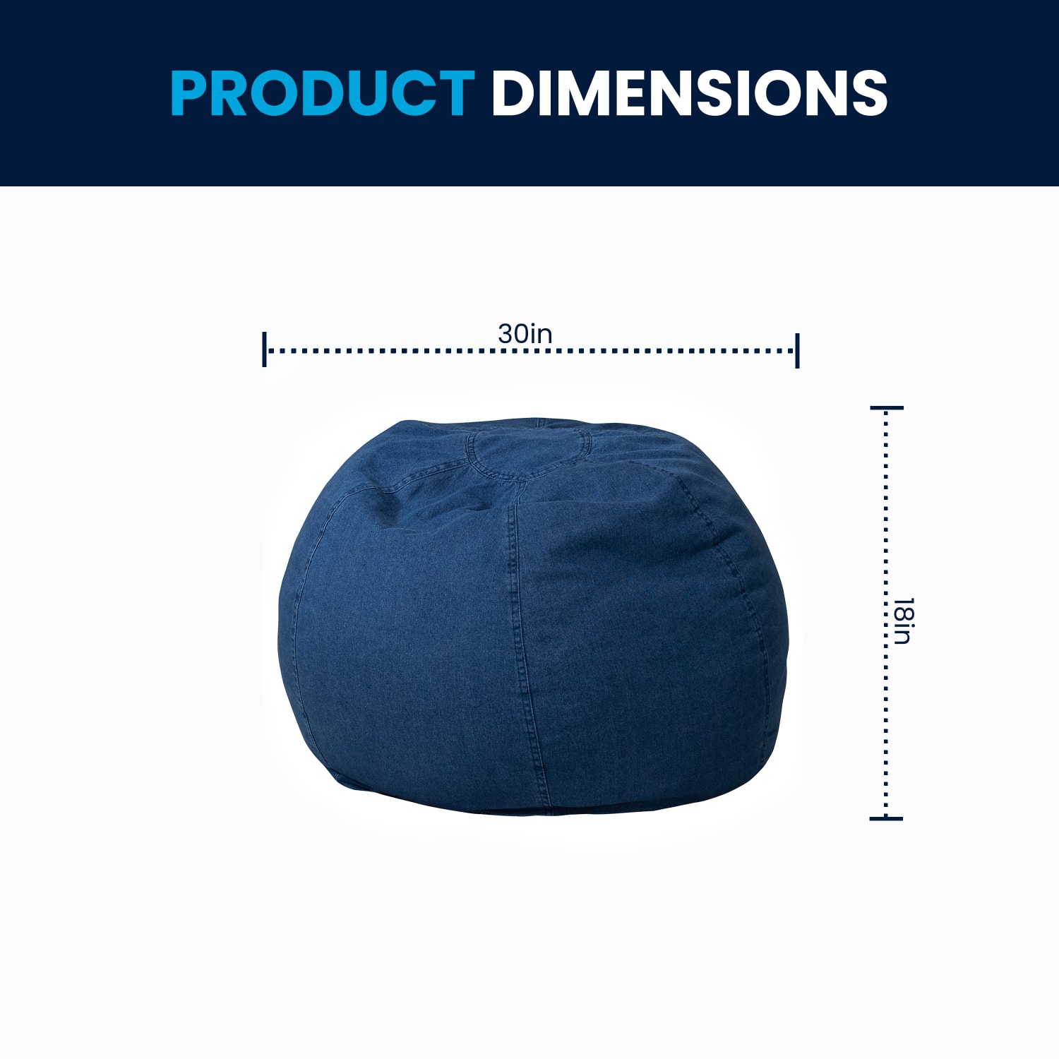Flash Furniture Small Bean Bag Chair For Kids And Teens, Denim - Image 9