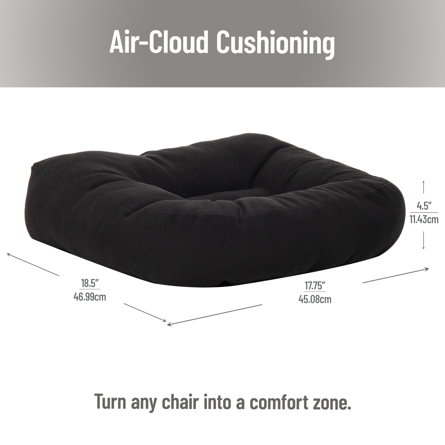 Mind Reader Air-Cloud Booster Seat Cushion With Carry Handle, 4-1/2inH x 18-1/2inW x 17-3/4inD, Black - Image 5