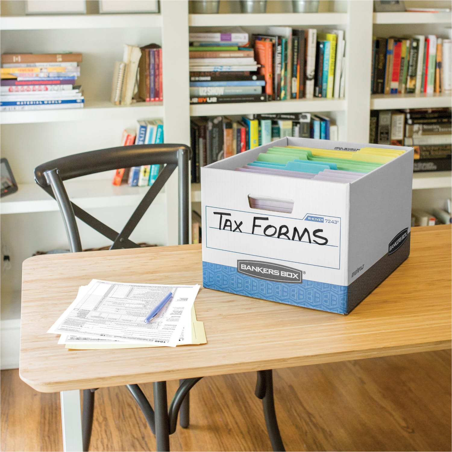 Bankers Box R Kive Heavy-Duty Storage Boxes With Locking Lift-Off Lids And Built-In Handles, Letter/Legal Size, 10in x 12in x 15in Liters, 50% Recycled, White/Blue, 20Pk - Image 5