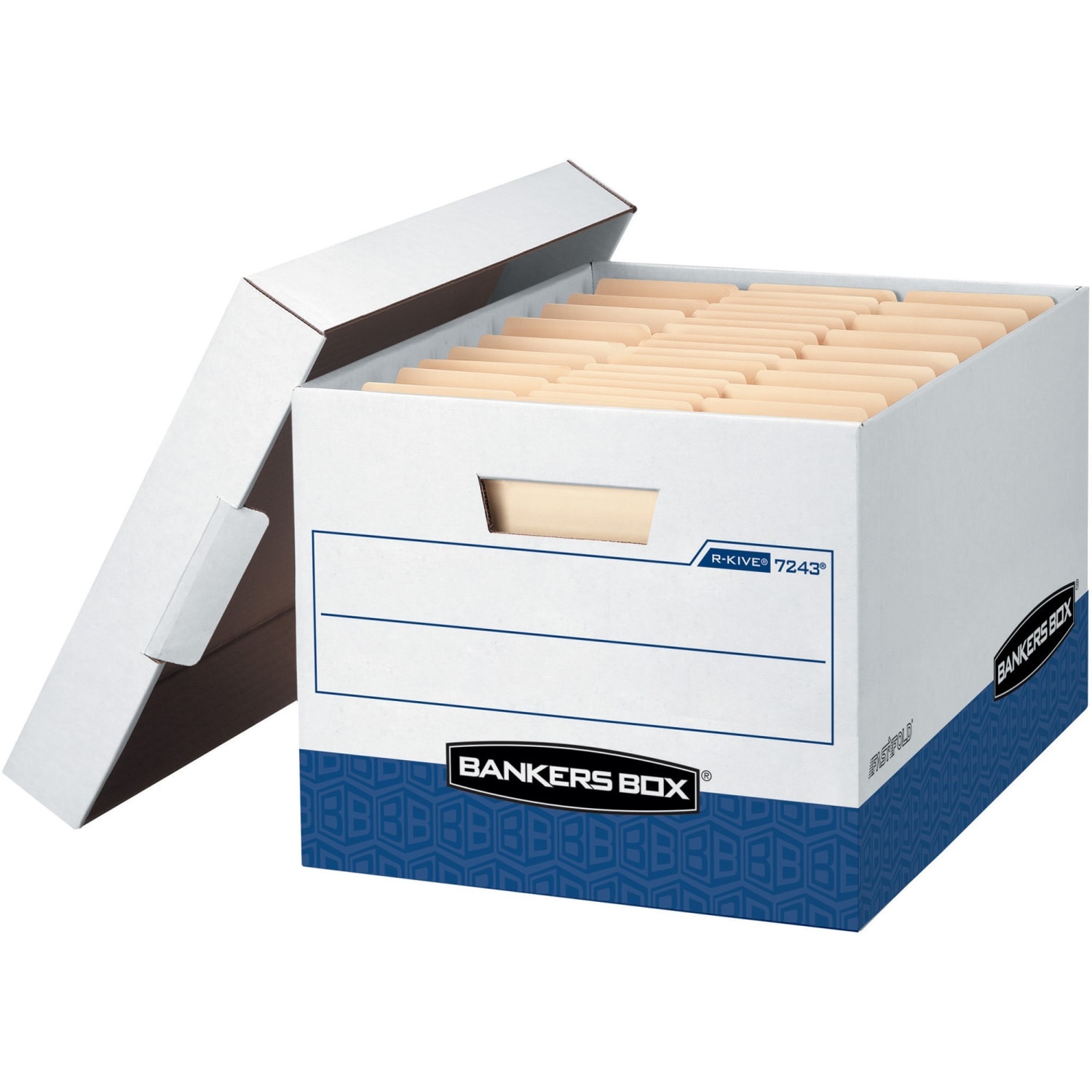 Bankers Box R Kive Heavy-Duty Storage Boxes With Locking Lift-Off Lids And Built-In Handles, Letter/Legal Size, 10in x 12in x 15in Liters, 50% Recycled, White/Blue, 20Pk - Image 6