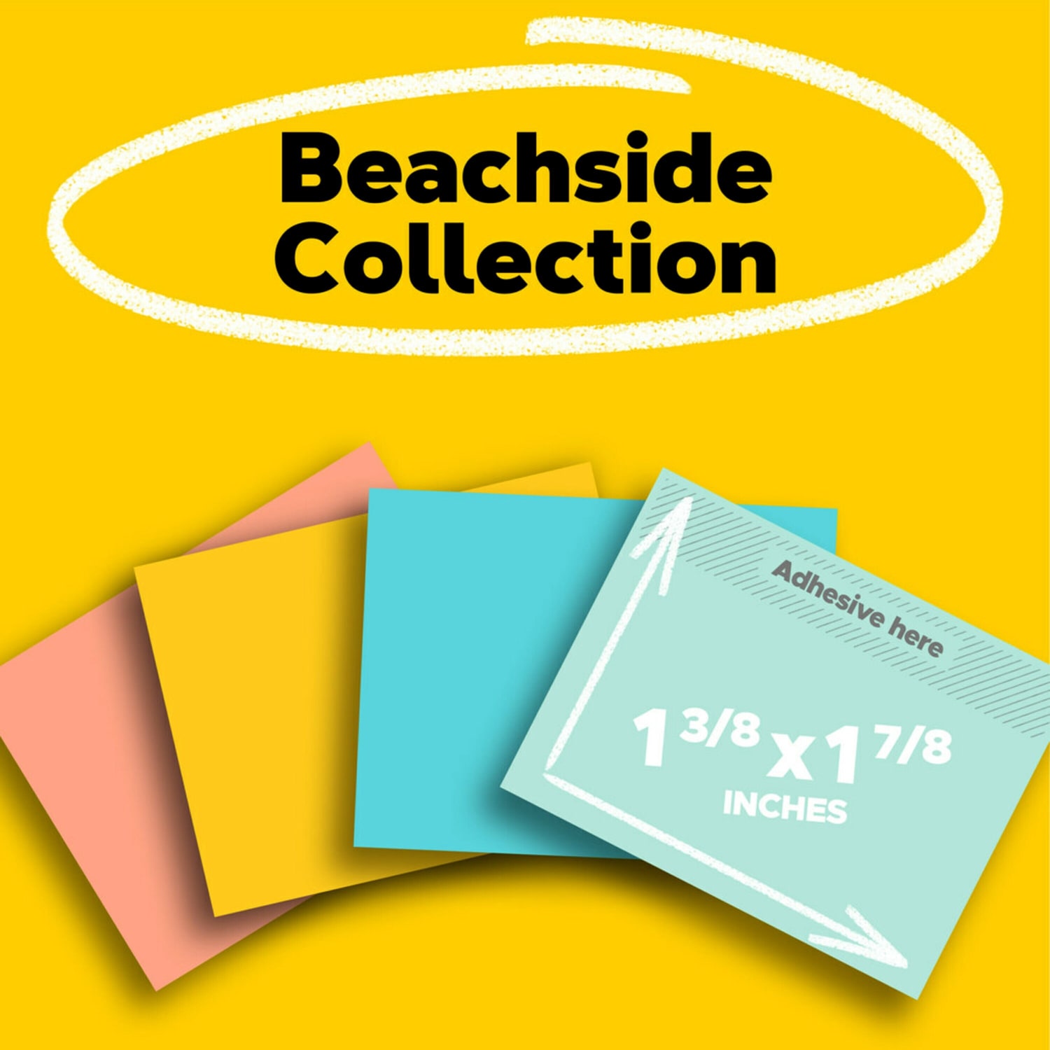 Post-it Notes, 24 Pads, 1 3/8 in x 1 7/8 in, Clean Removal, School Supplies and Office Products, Sticky Notes for Vertical Surfaces, Monitors, Walls and Windows, Beachside Cafe Collection - Image 3