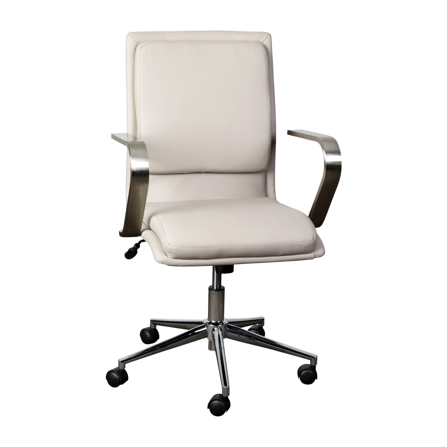 Flash Furniture James Faux Leather Mid-Back Designer Executive Upholstered Office Chair, Taupe/Chrome - Image 3