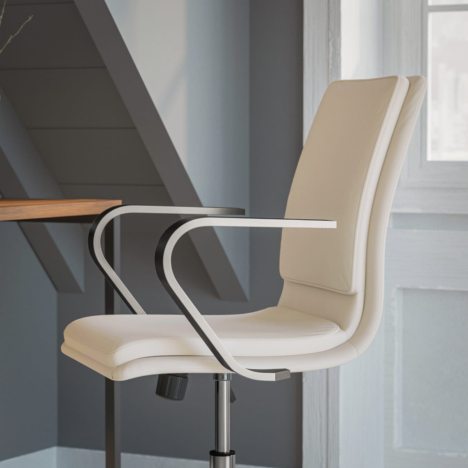 Flash Furniture James Faux Leather Mid-Back Designer Executive Upholstered Office Chair, Taupe/Chrome - Image 8