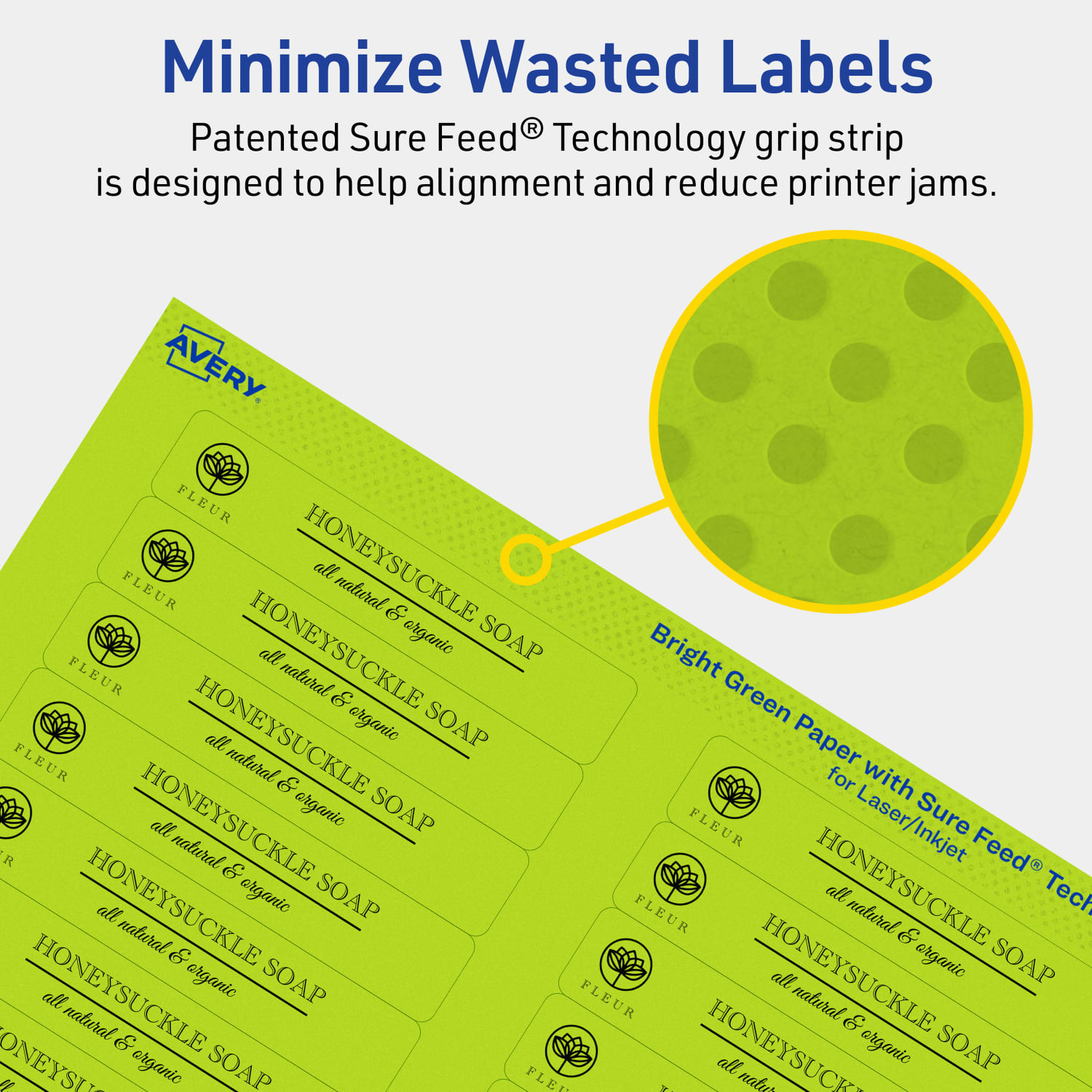 Avery Printable Labels With Sure Feed Technology, 94210-BGP20, Rectangle, 2/3in x 3-7/16in, Matte Bright Green, Pack of 600 - Image 5