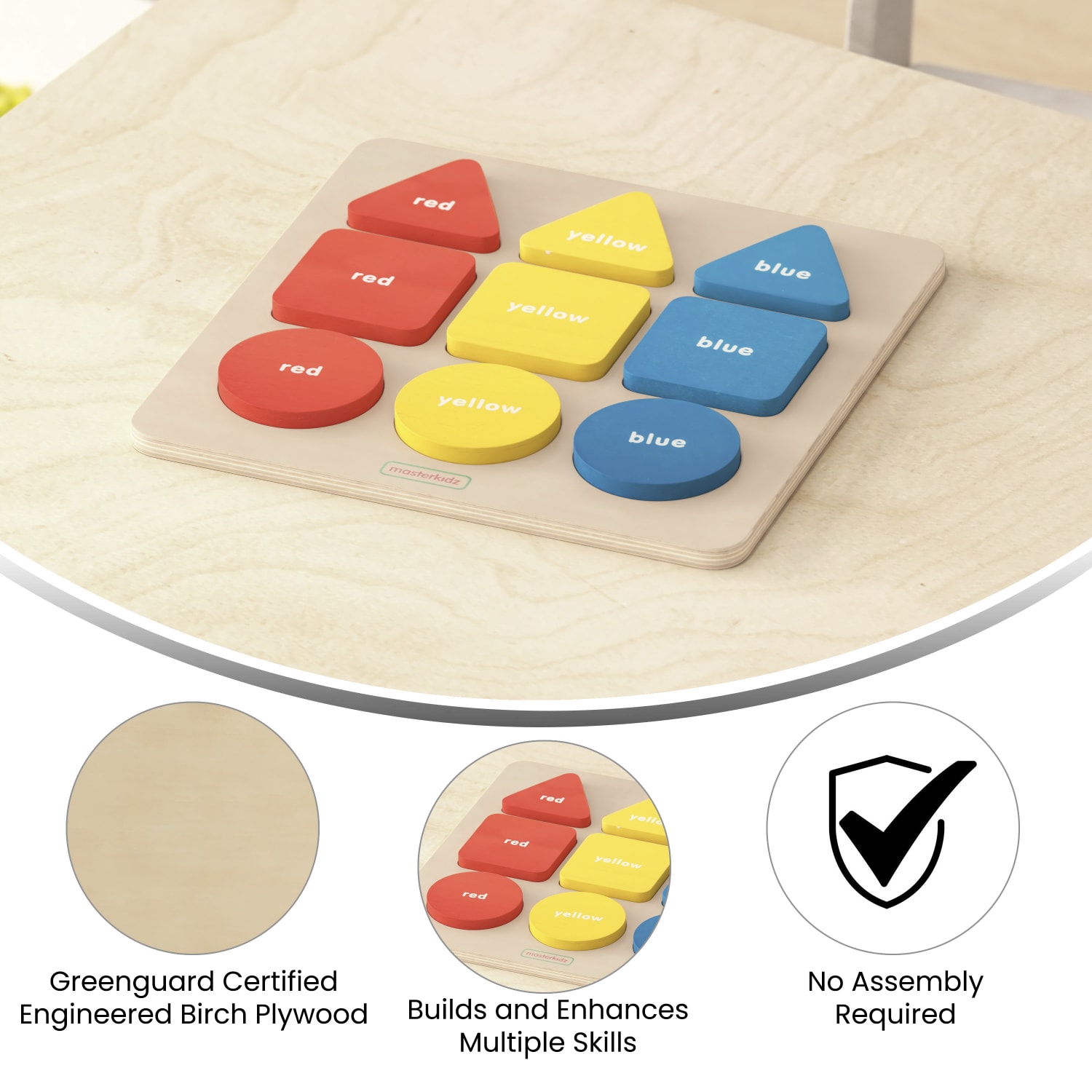 Flash Furniture Bright Beginnings Commercial-Grade Basic Shapes And Colors Puzzle Board, STEM, Prek-K To 4th Grade - Image 5