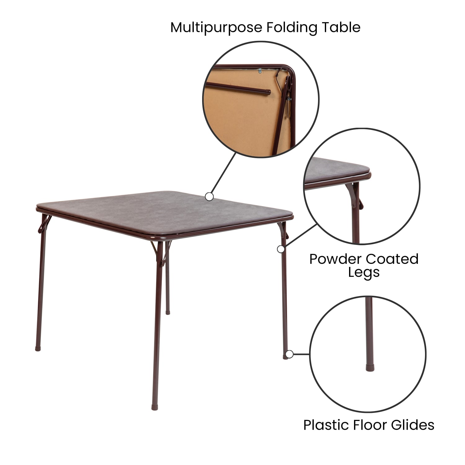 Flash Furniture Folding Card Table, 27-3/4inH x 33-1/2inW x 33-1/2inD, Brown - Image 6