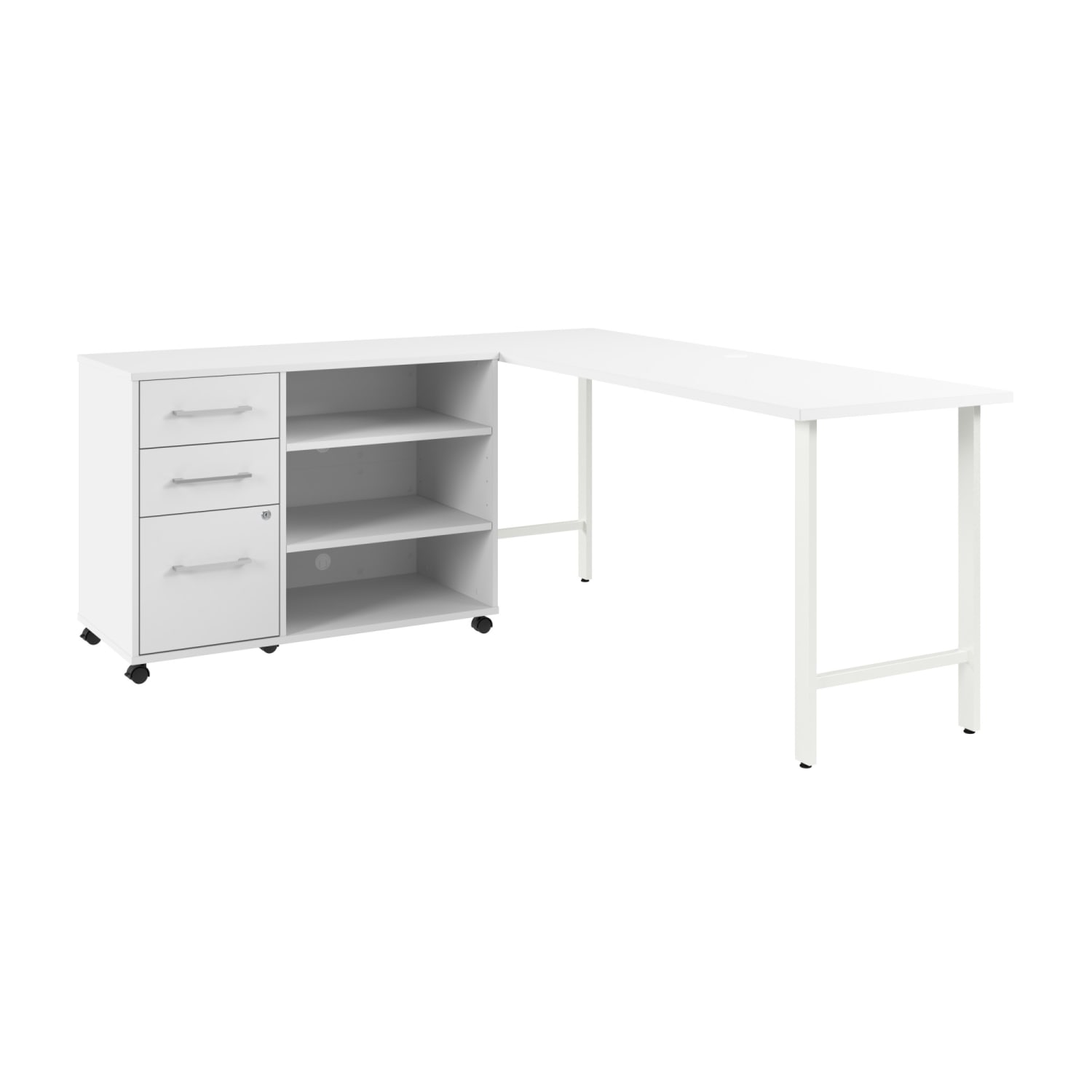 Bush Business Furniture Hustle 72inW Computer Desk and Storage Cabinet with Drawers and Shelves, White, Standard Delivery Service - Image 3
