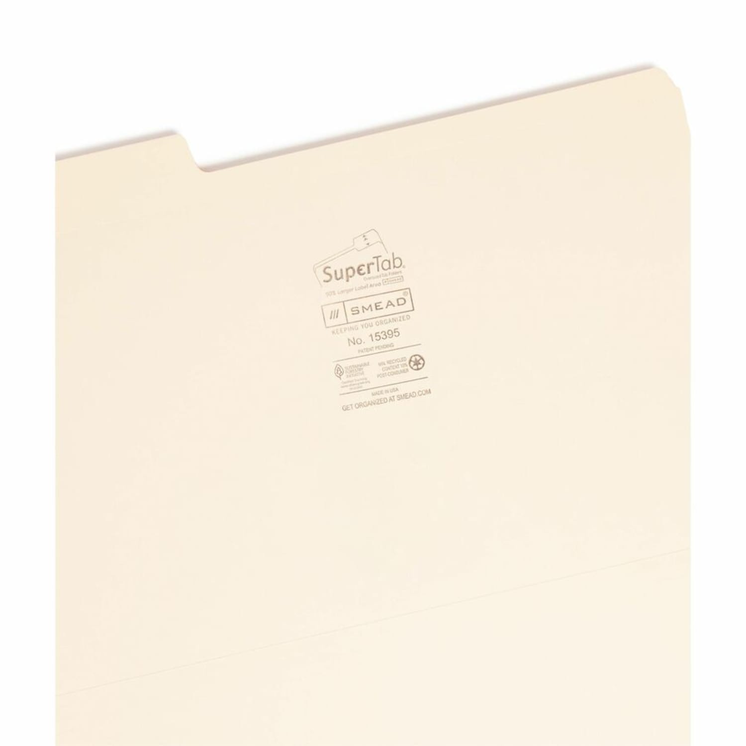 Smead 1/3-Cut 2-Ply SuperTab File Folders, Legal Size, Manila, Box Of 100 - Image 6