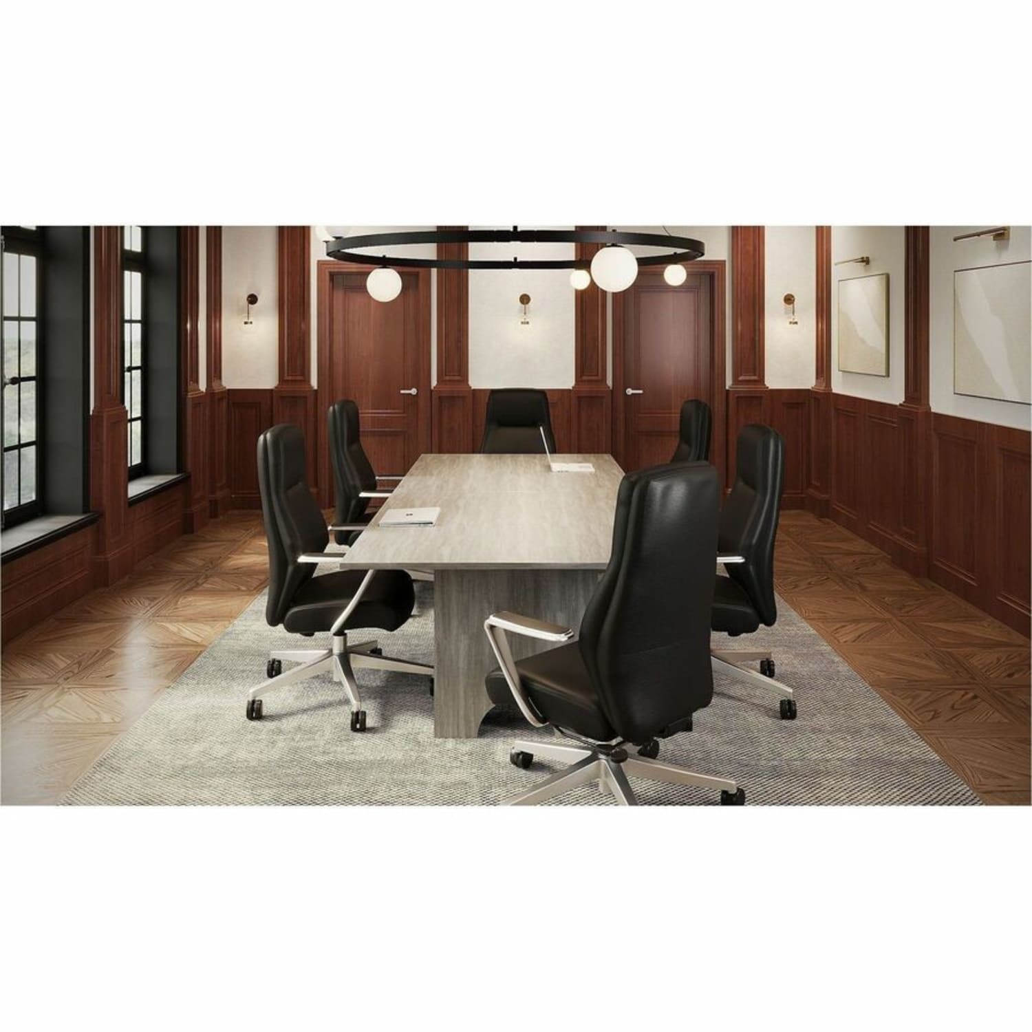 Lorell Essentials Modular Conference Table, 47inW x 47inL, Weathered Charcoal, 16343 - Image 3
