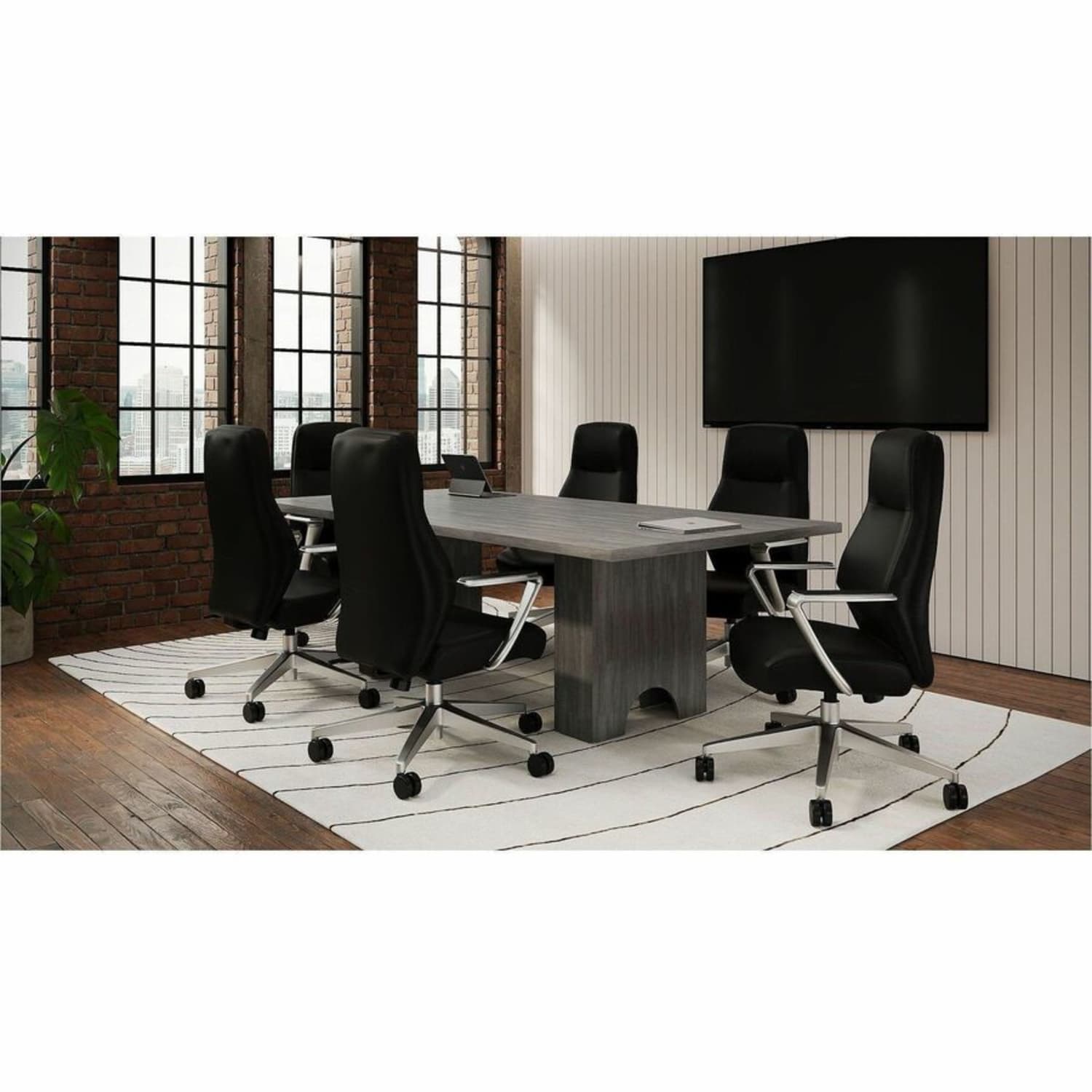 Lorell Essentials Modular Conference Table, 47inW x 47inL, Weathered Charcoal, 16343 - Image 6