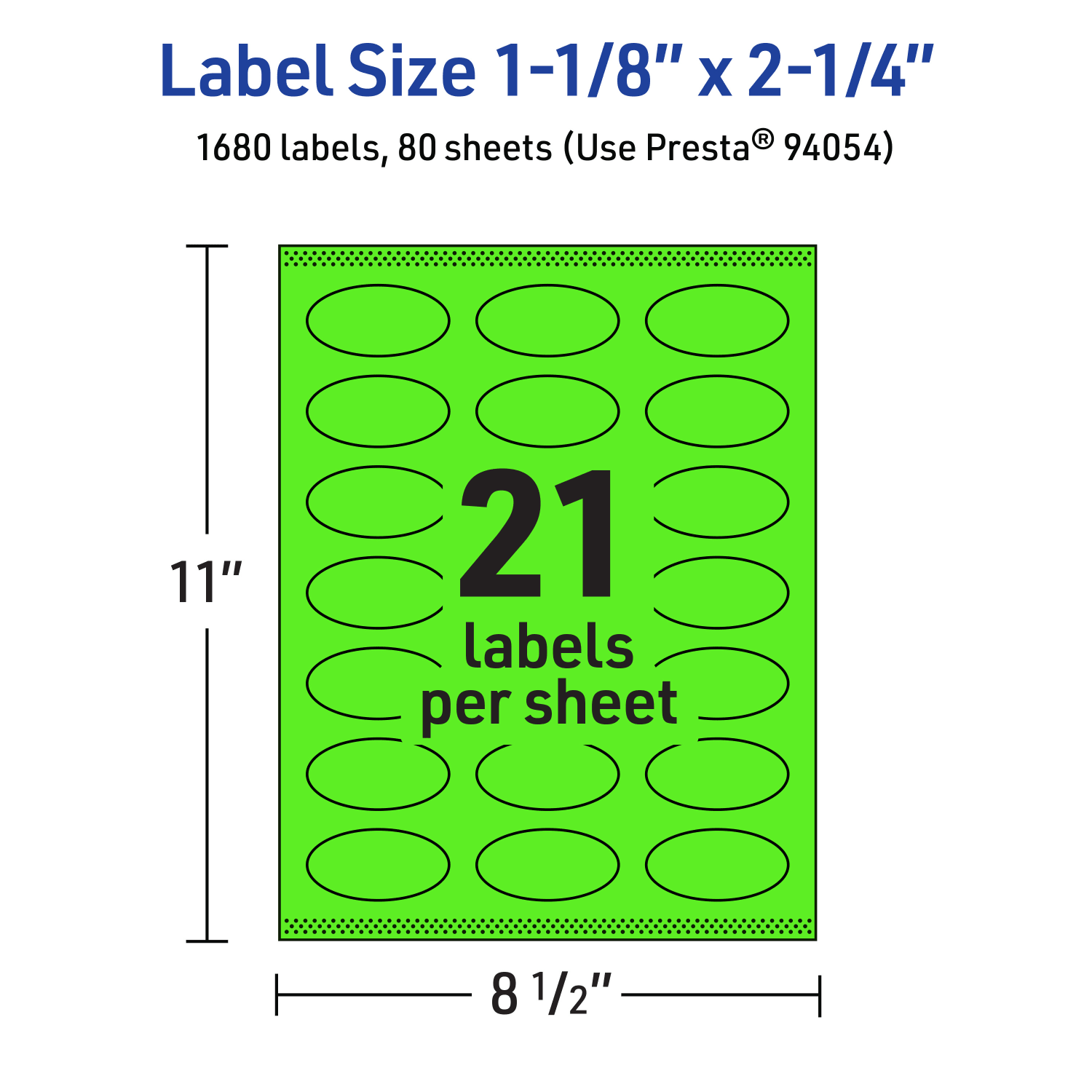 Avery Print-To-The-Edge Labels With Sure Feed Technology And Easy Peel, 94054-NGP80, Oval, 1-1/8in x 2-1/4in, Matte Neon Green, Pack of 1680 - Image 6