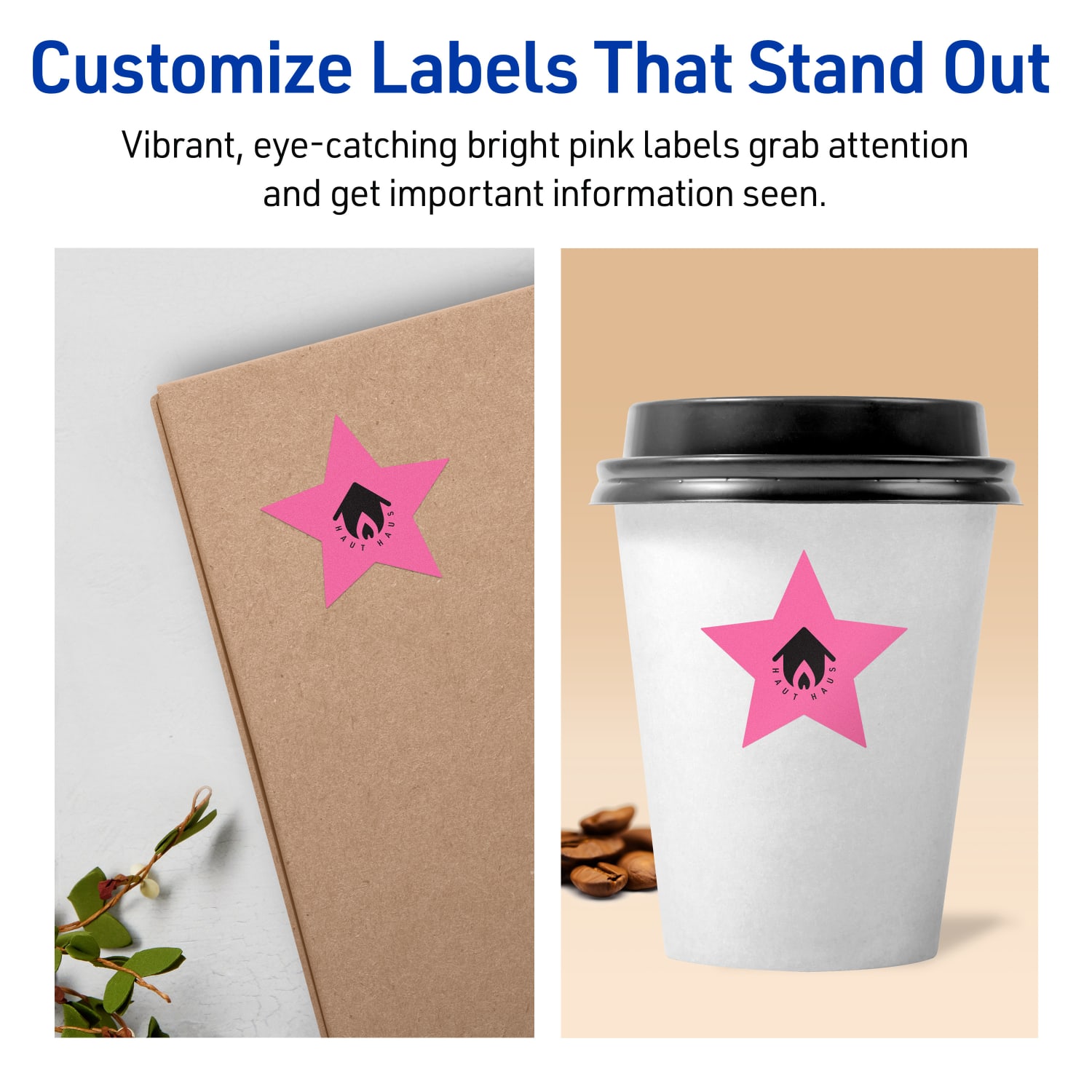 Avery Print-To-The-Edge Labels With Sure Feed Technology, 94611-BPP80, Star, 2-1/4in x 2-3/8in, Matte Bright Pink, Pack of 960 - Image 4