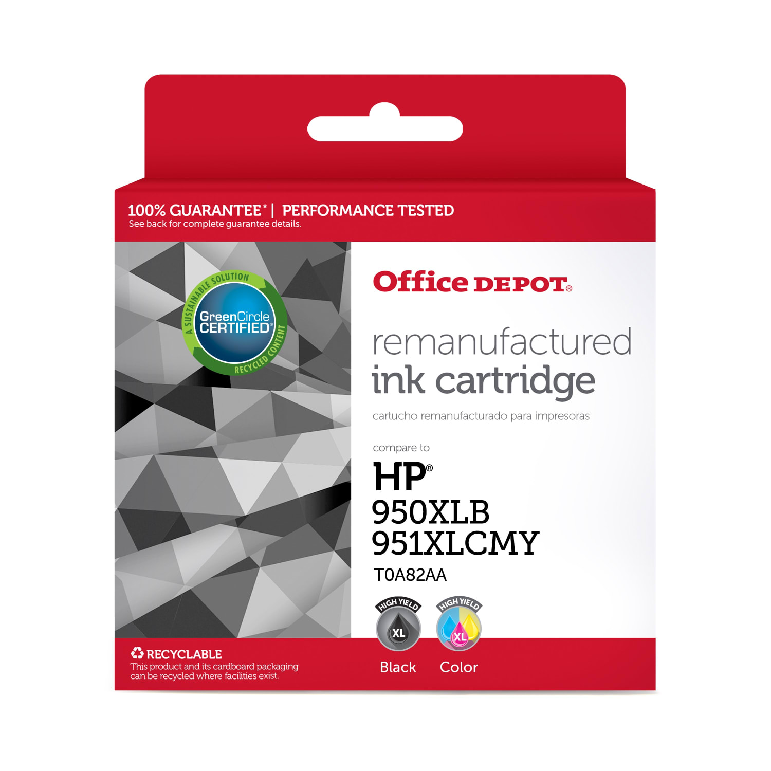 Office Depot Remanufactured Black And Tricolor High-Yield/Standard Yield Toner Cartridge Replacement for HP 950XL/951XL, Pack Of 2, OD950951XLBCMY