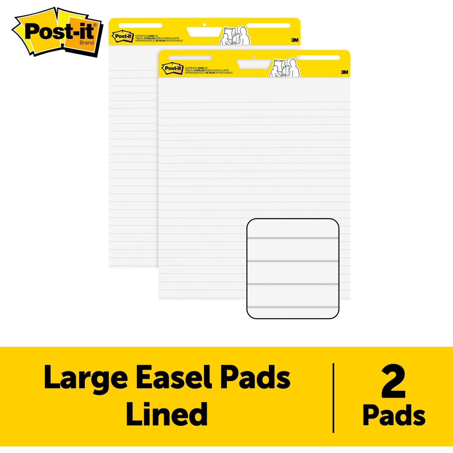 Post-it Super Sticky Easel Pads, 25in x 30in, 2 Pads, 30 Sheets/Pad, Lined, School Supplies for Classrooms, White - Image 3