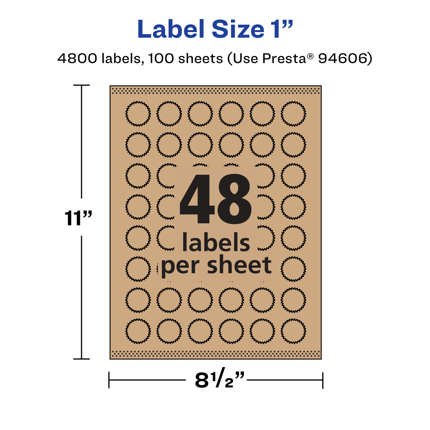 Avery Kraft Permanent Labels With Sure Feed, 94606-KMP100, Starburst, 1in, Brown, Pack Of 4,800 - Image 6