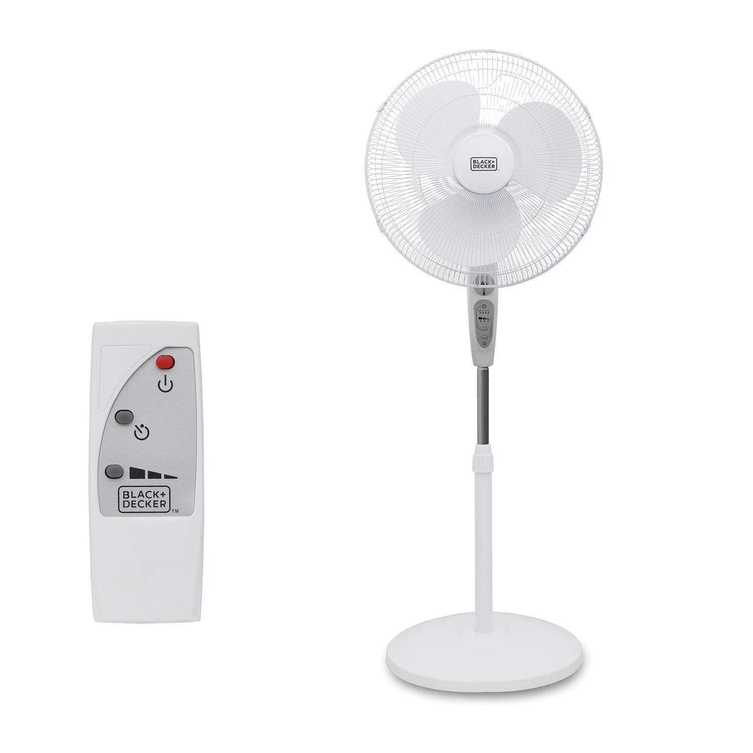 BLACK+DECKER 3-Speed Oscillating Stand Fan with Remote, 18-In., White