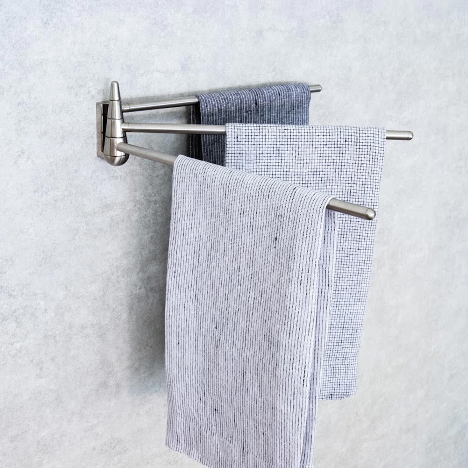 Better Houseware Stainless-Steel 3-Arm Towel Bar, 3-1/8inH x 12inW x 1inD, Silver - Image 5