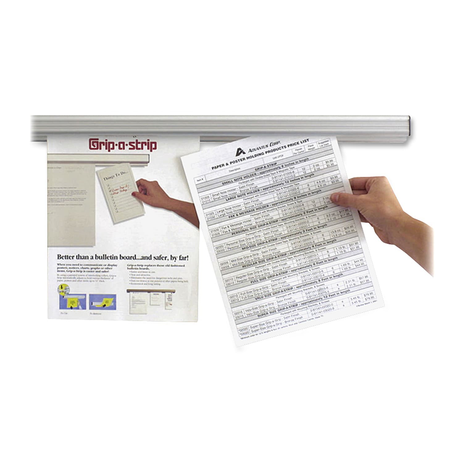 Advantus Grip-A-Strip Message Holder, 36in, Satin