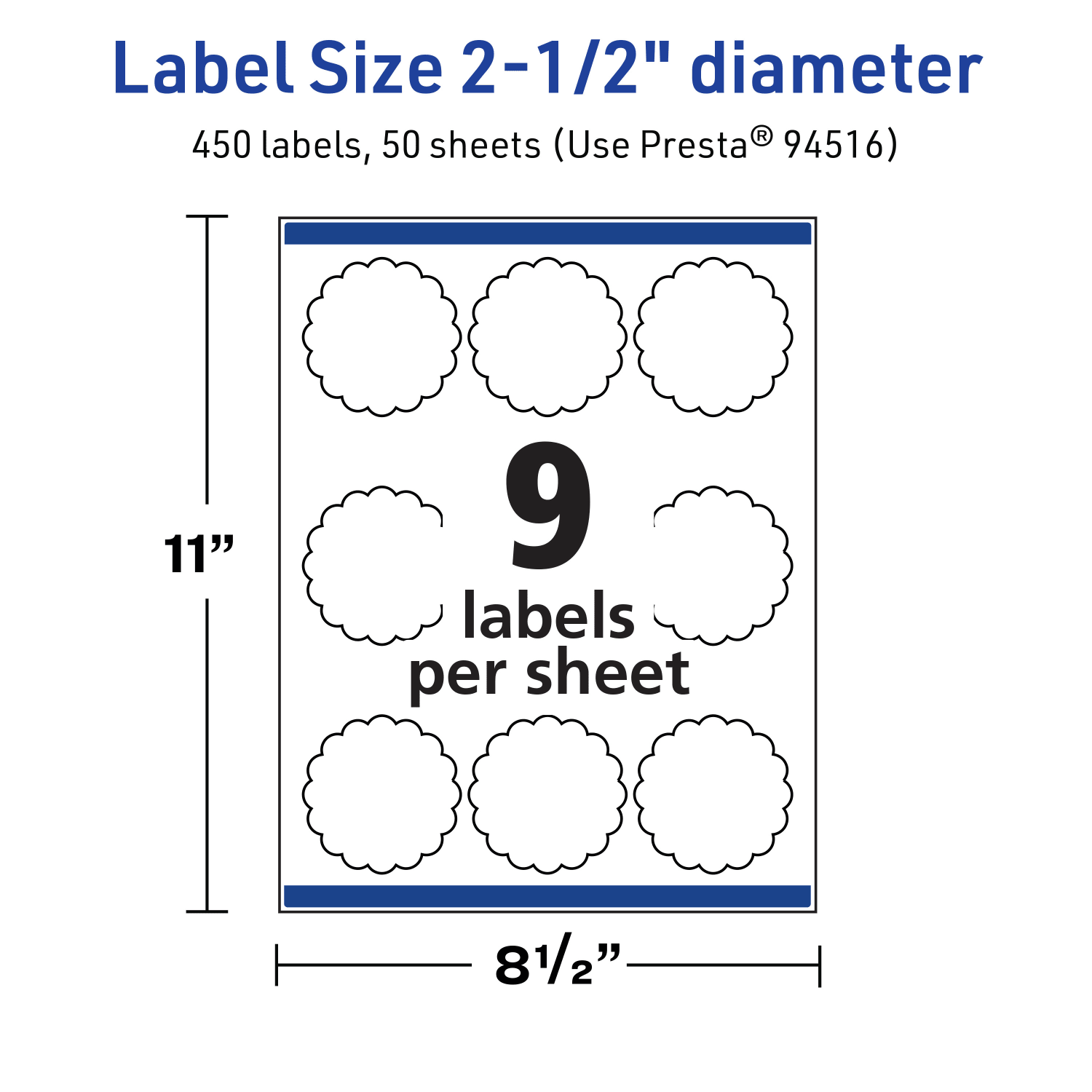 Avery Print-To-The-Edge TrueBlock Labels With Sure Feed, 94516-TWMP50, Round Scalloped, 2-1/2in, Matte White, Pack Of 450 - Image 6