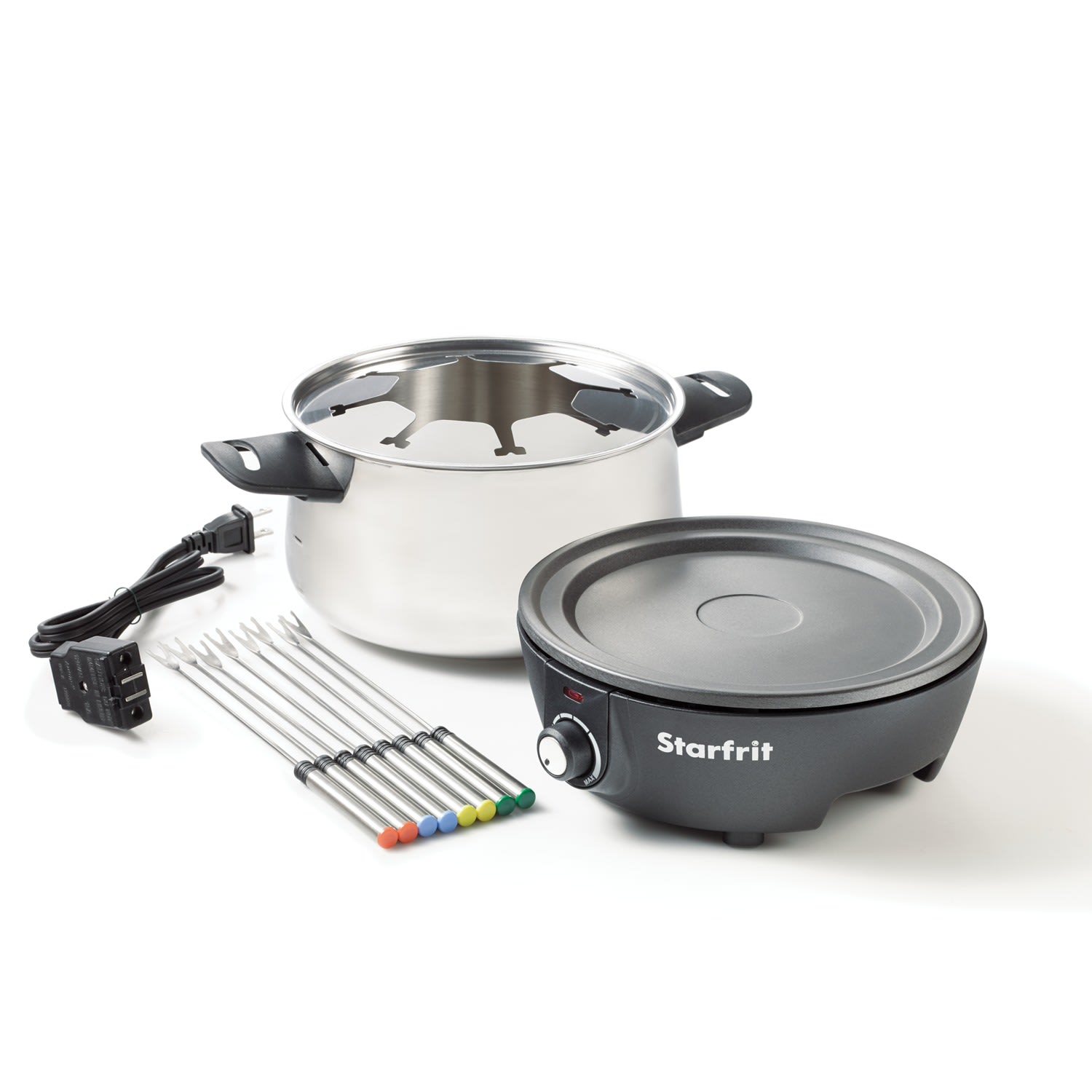 Starfrit 3.2-Quart Electric Fondue Set, Black/Silver - Image 3