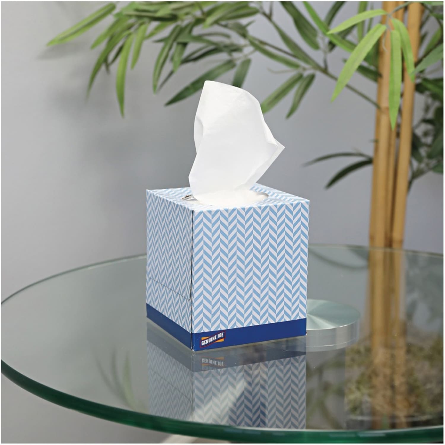 Genuine Joe Cube Box Facial Tissue - 2 Ply - Interfolded - White - 85 Box - 1728 / Pallet - Image 4