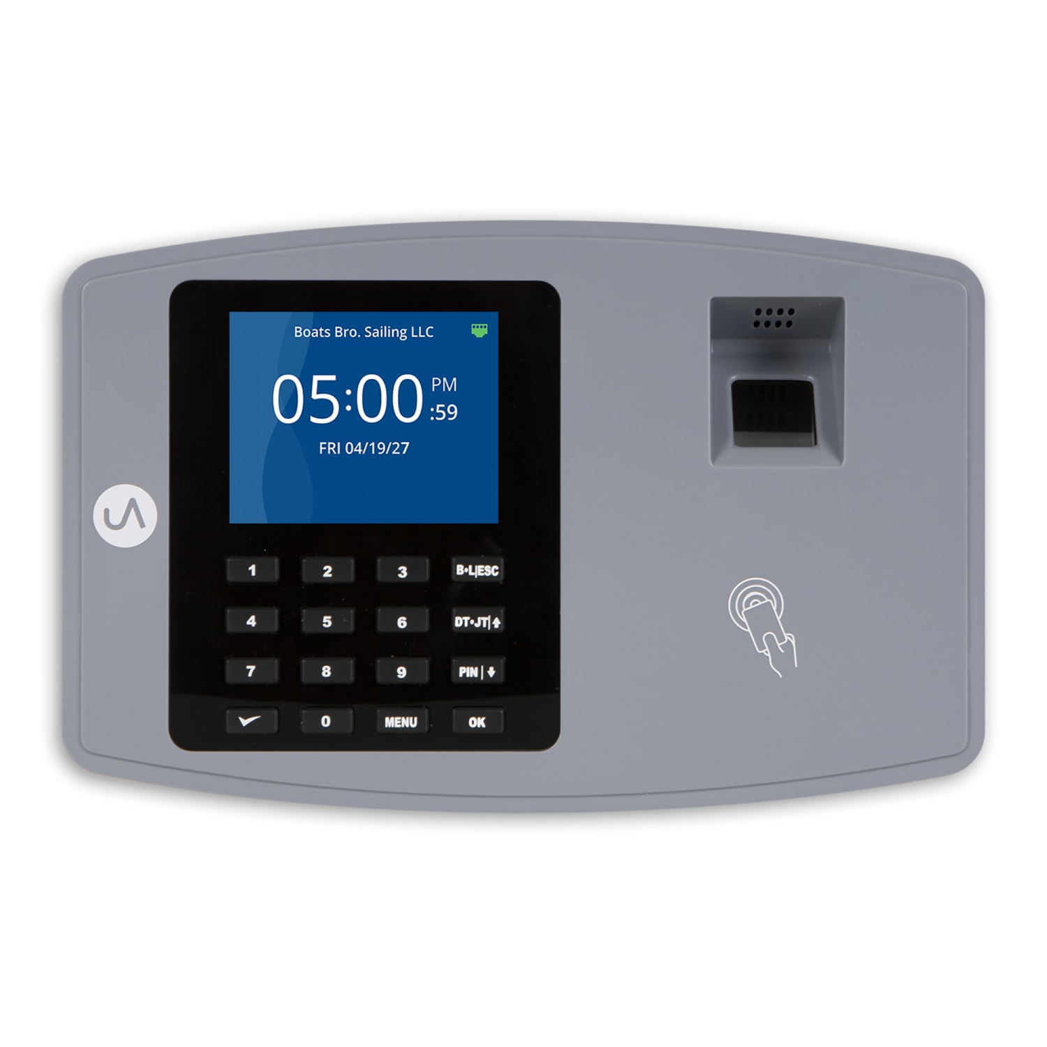 uAttend BN6000 Biometric Time Clock With LAN Connection For Fingerprint, RFID And PIN Punching, Unlimited Employees, 6.57inH x 11.1inW x 2.72inD