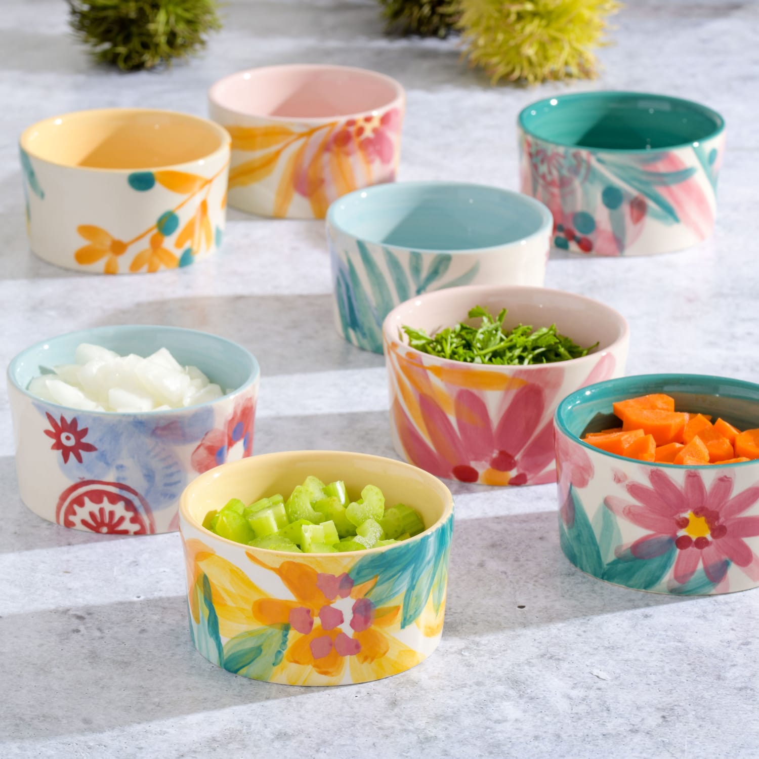 Spice By Tia Mowry Goji Blossom 8-Piece Stoneware Ramekin Set, 6.5 Oz, Assorted Colors - Image 5