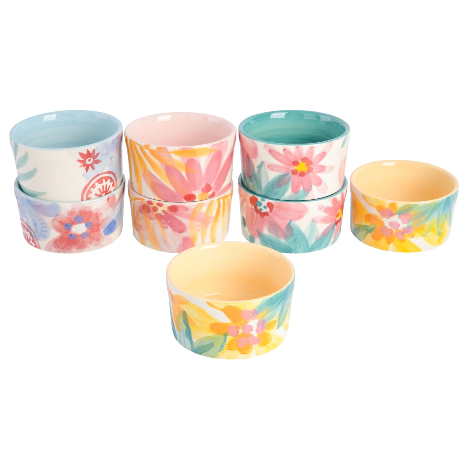 Spice By Tia Mowry Goji Blossom 8-Piece Stoneware Ramekin Set, 6.5 Oz, Assorted Colors - Image 6