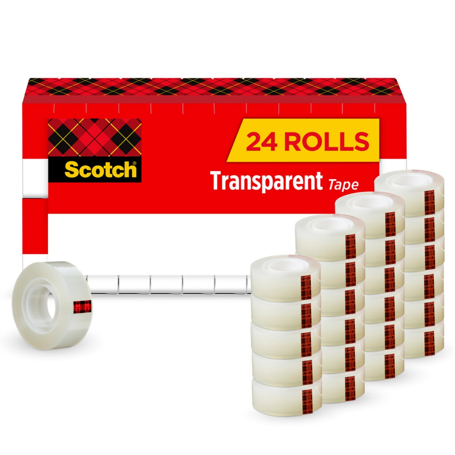 Scotch Transparent Tape, 3/4 in. x 1000 in., 24 Tape Rolls, Clear, School Supplies and College Essentials for Students and Teachers