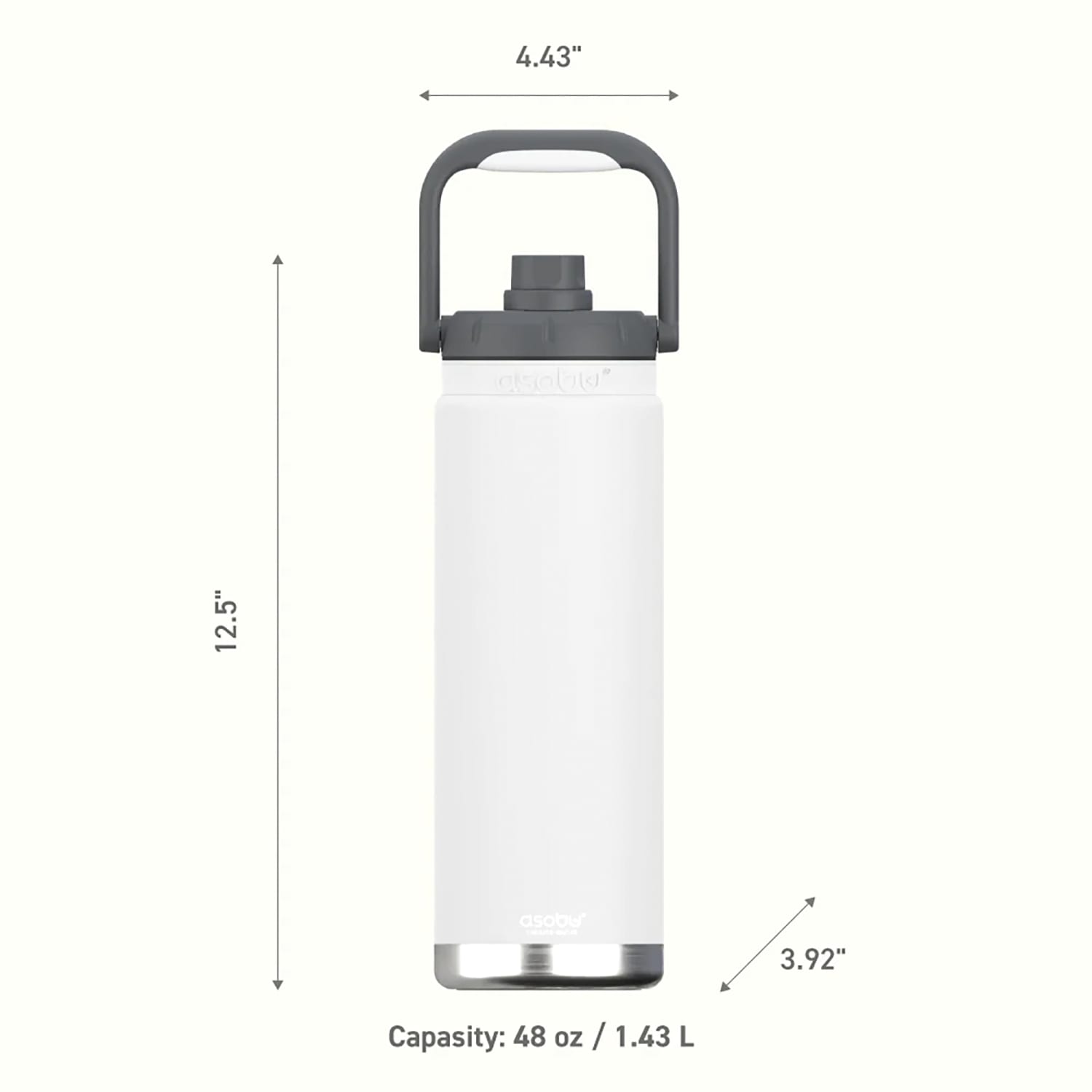 ASOBU Canyon Insulated Water Bottle With Full Hand Comfort Handle, 50 Oz, White - Image 6