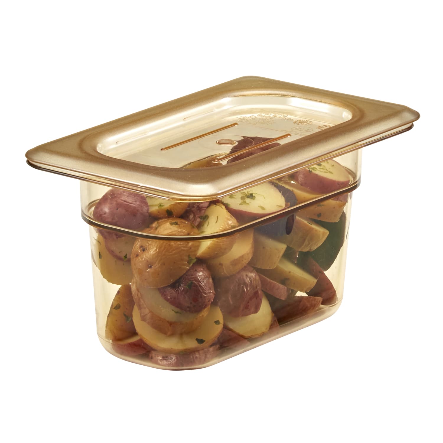 Cambro H-Pan High-Heat GN 1/9 Flat Covers, 3/8inH x 4-1/4inW x 6-15/16inD, Amber, Pack Of 6 Covers - Image 3