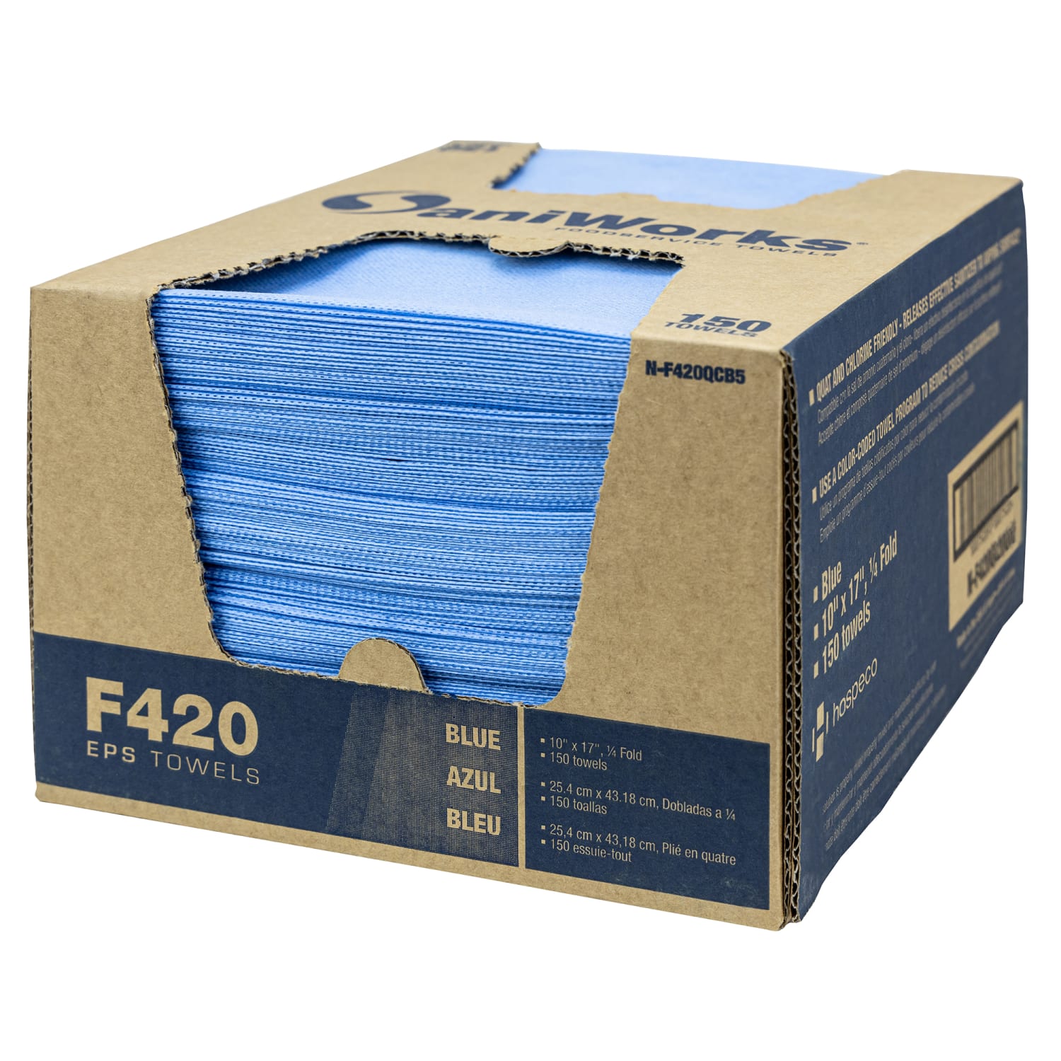 Hospeco SaniWorks Counter Towels, EPS Food Service Towels, 10in x 17in, Blue, Case Of 150 Towels - Image 4