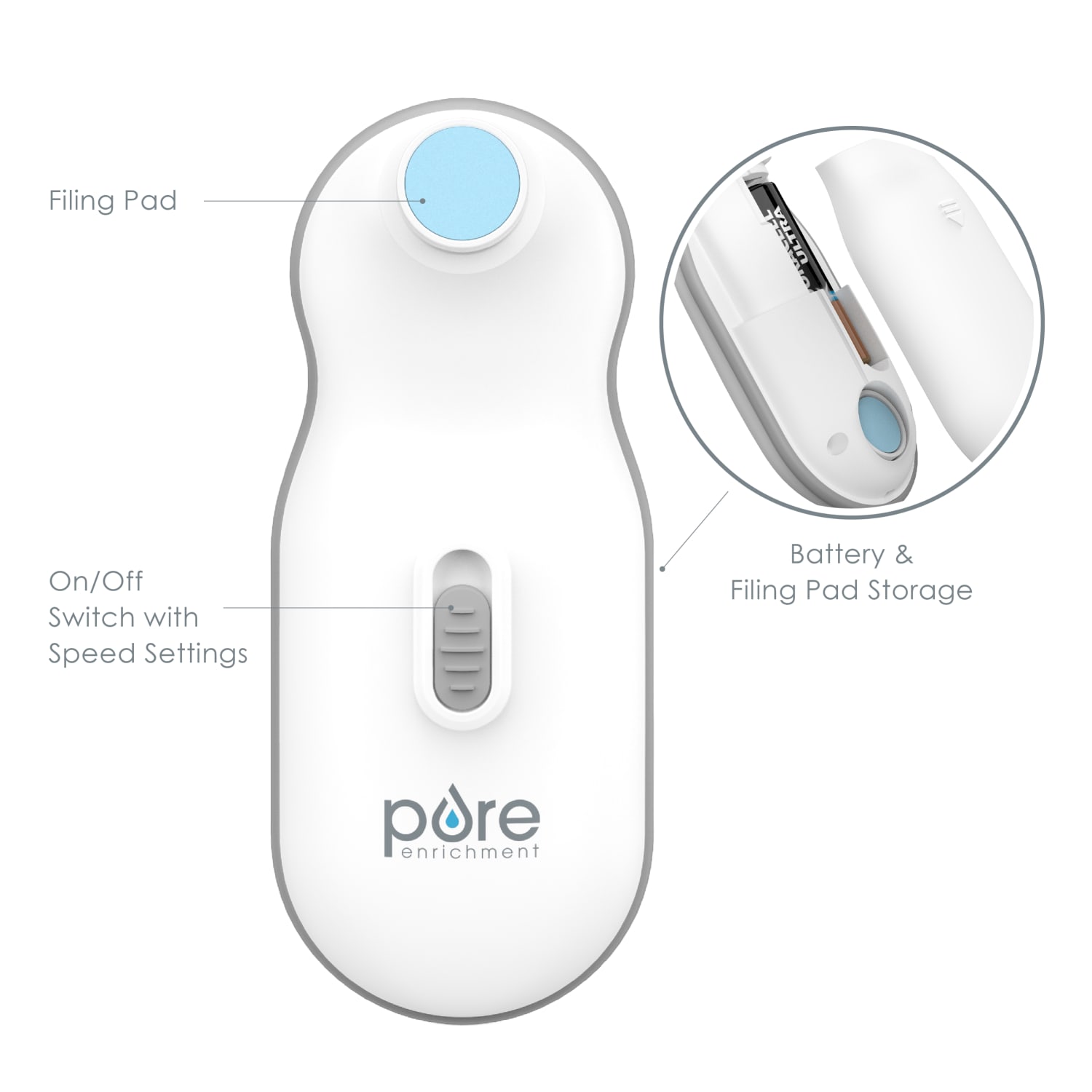 Pure Enrichment PureBaby Electric Nail Trimmer, White - Image 6