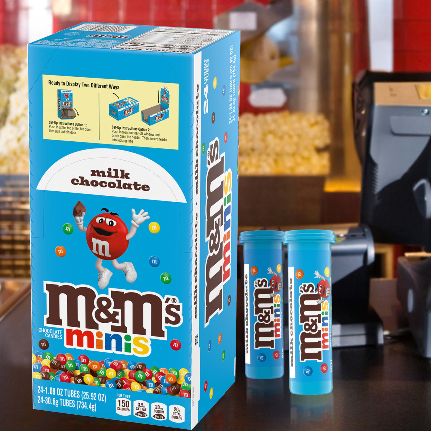 M&Ms Milk Chocolate Mini Tubes, 1.08 Oz, Box Of 24 Tubes - Image 3