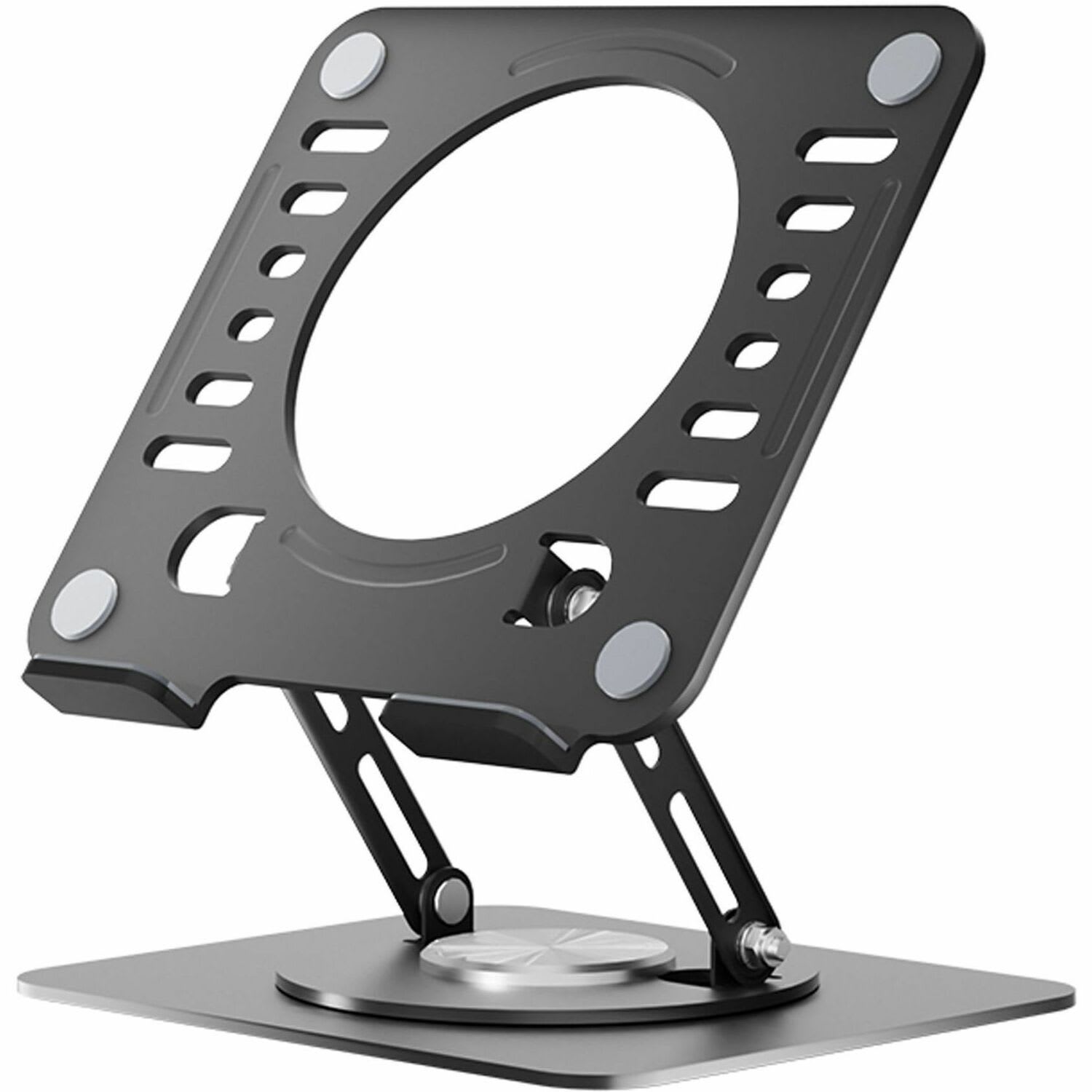 Uncaged Ergonomics Swivel Laptop Stand for Desk - Adjustable Laptop Riser Cooler with 360 Rotation - Up to 15.6in Screen Support - SLSBLACK