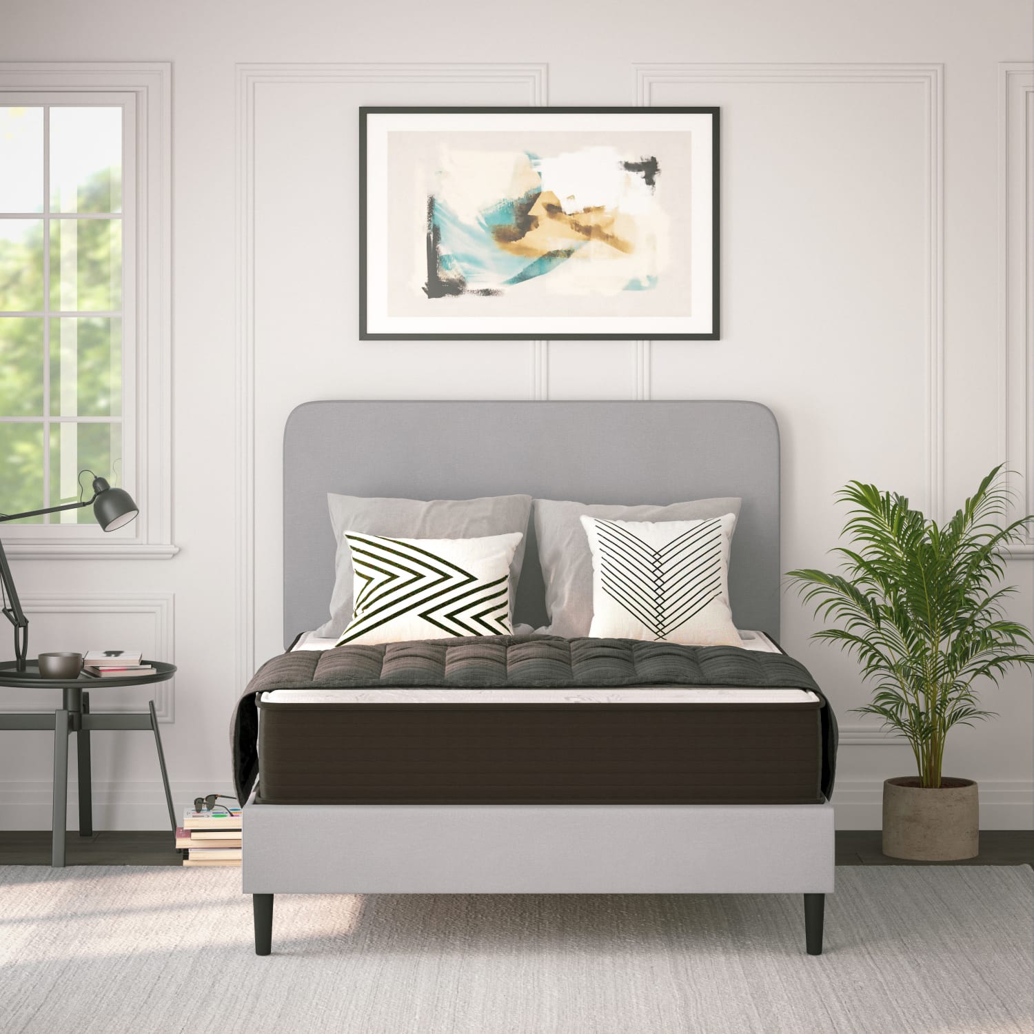 Flash Furniture Dream CertiPur-US Certified Hybrid Mattress, Full, 10inH x 54inW x 75inL, White/Gray