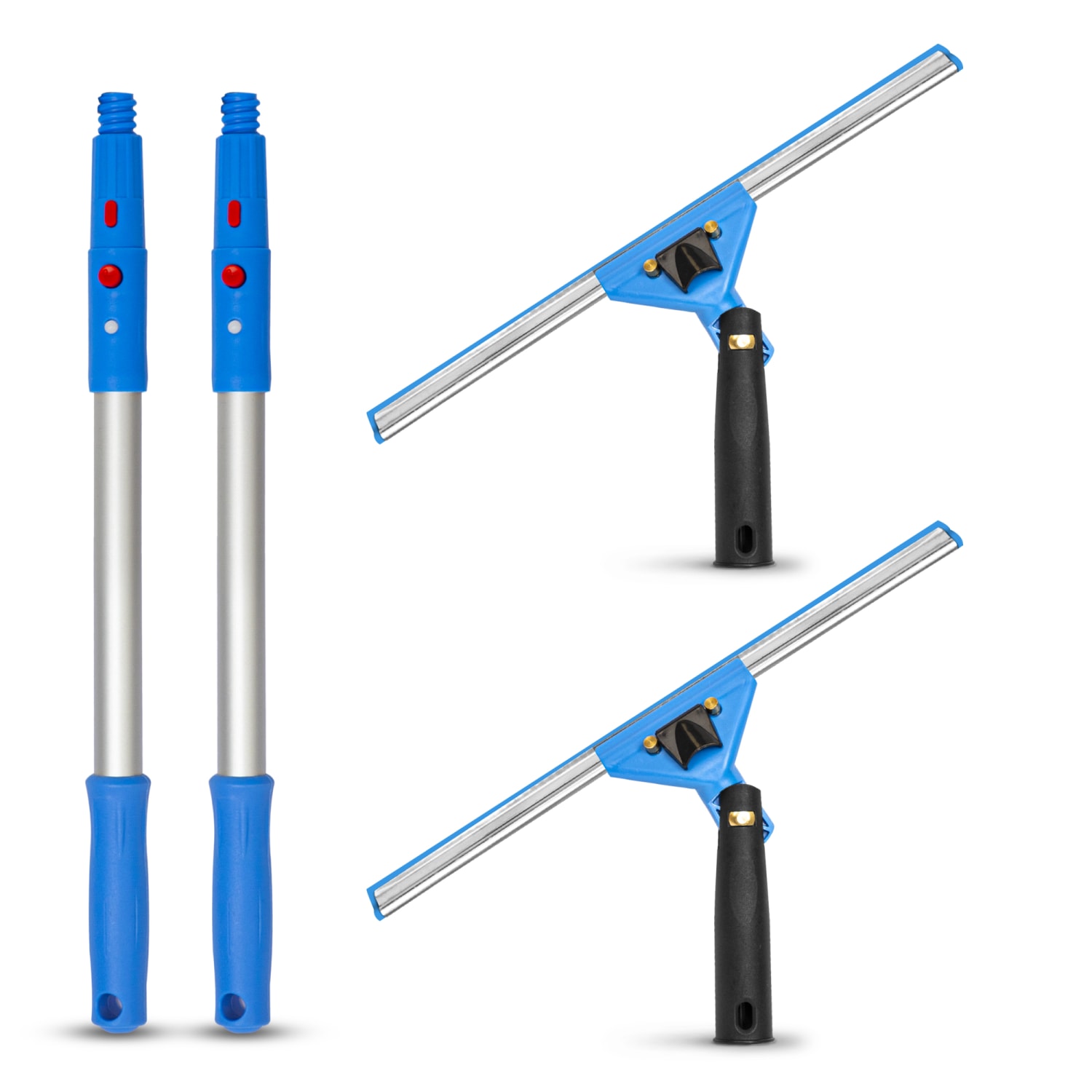 Gritt Commercial Swivel Window Squeegee And Pole Window Washing Kit, 14in Squeegee/20in Pole, Multicolor, Pack Of 2 Kits