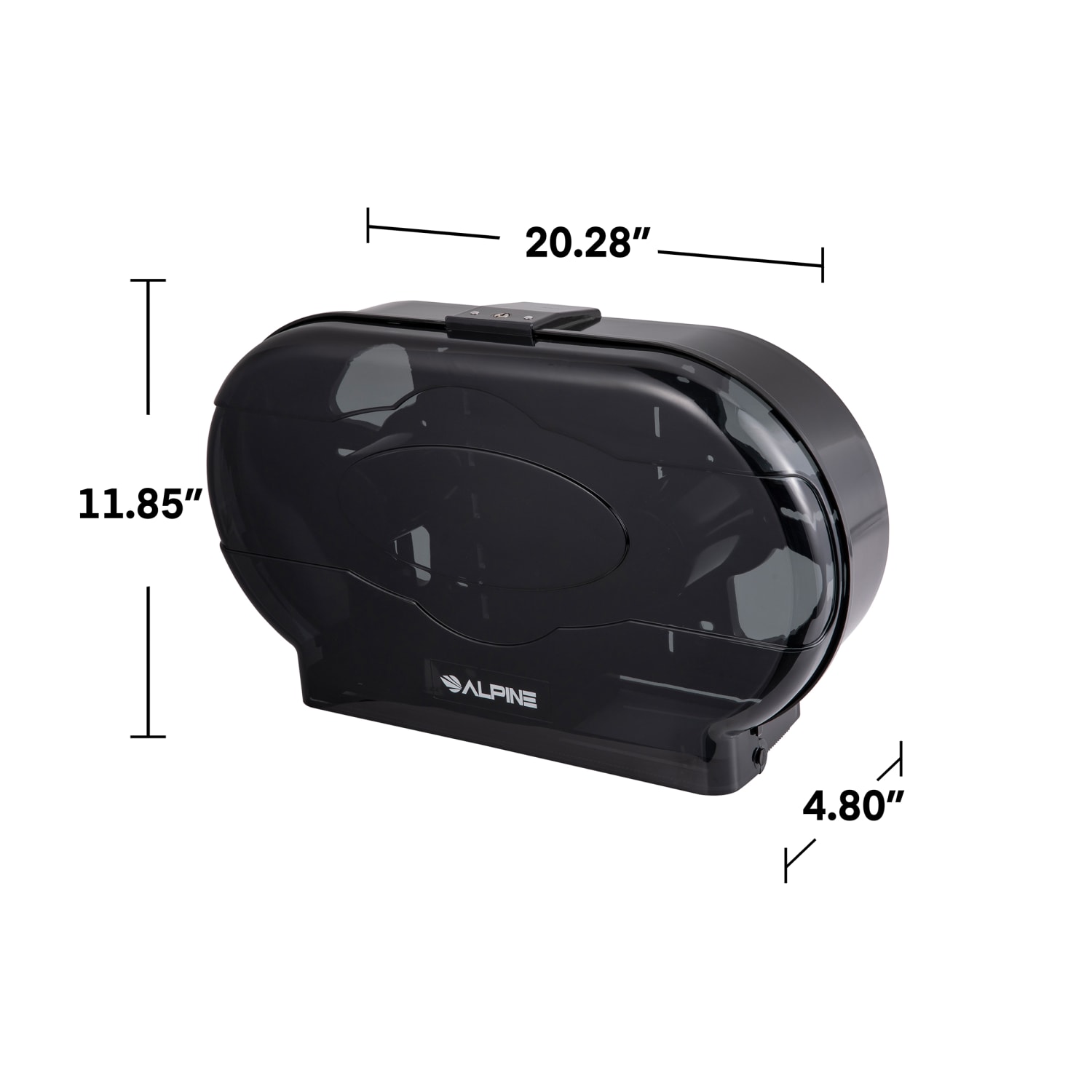 Alpine Double Jumbo Toilet Tissue Dispenser, 11-7/8inH x 20-5/16inW x 4-13/16inD, Black - Image 4