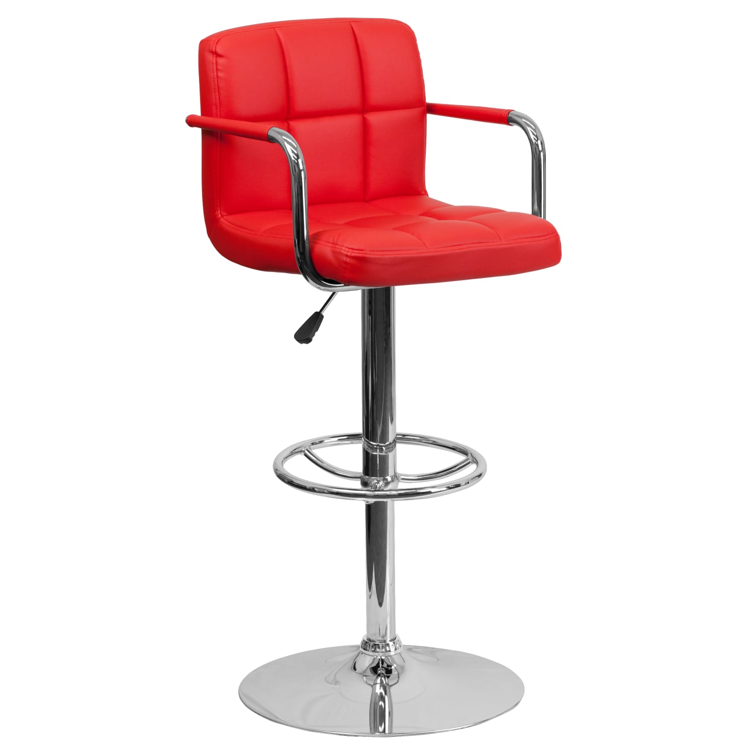 Flash Furniture Contemporary Quilted Vinyl Adjustable Height Bar Stool Red PopularChairscom