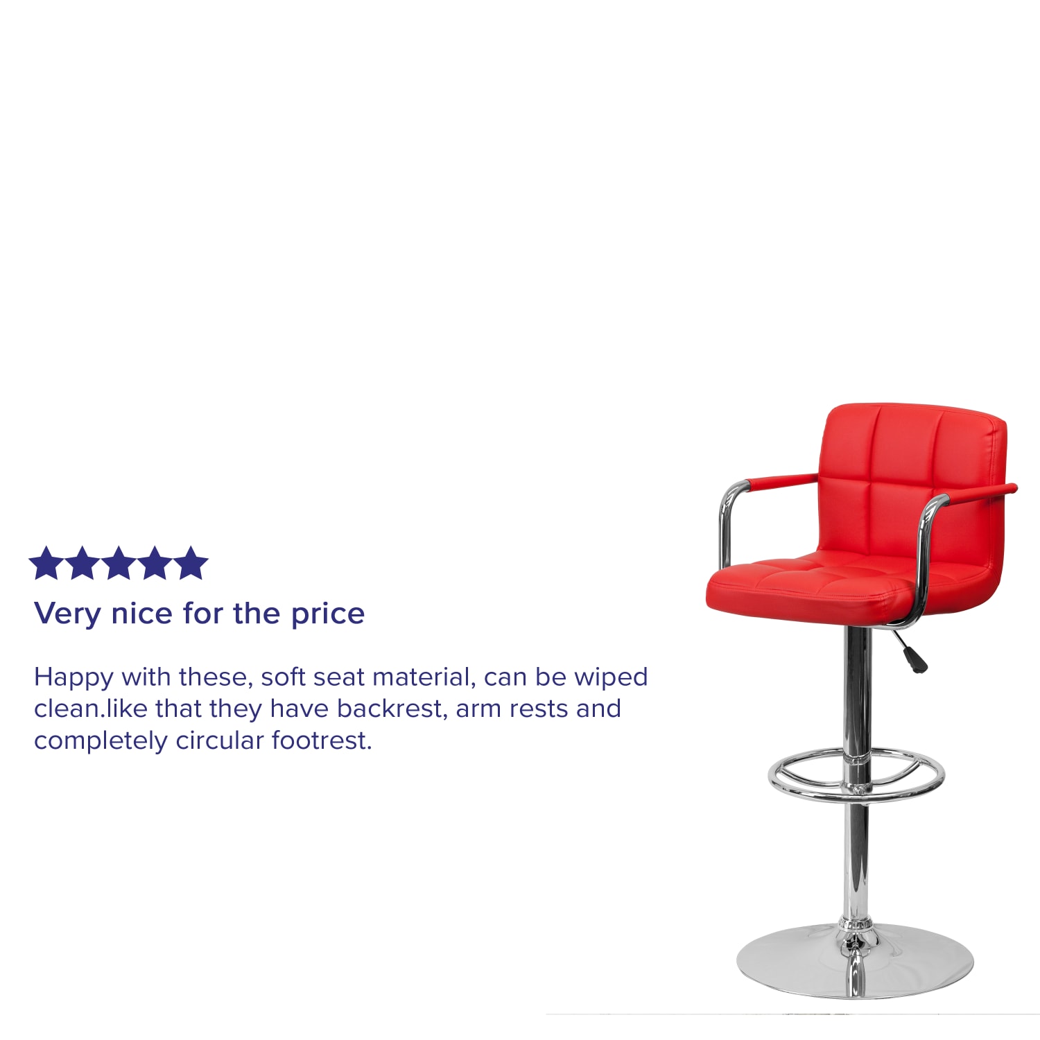 Flash Furniture Contemporary Quilted Vinyl Adjustable Height Bar Stool, Red - Image 5
