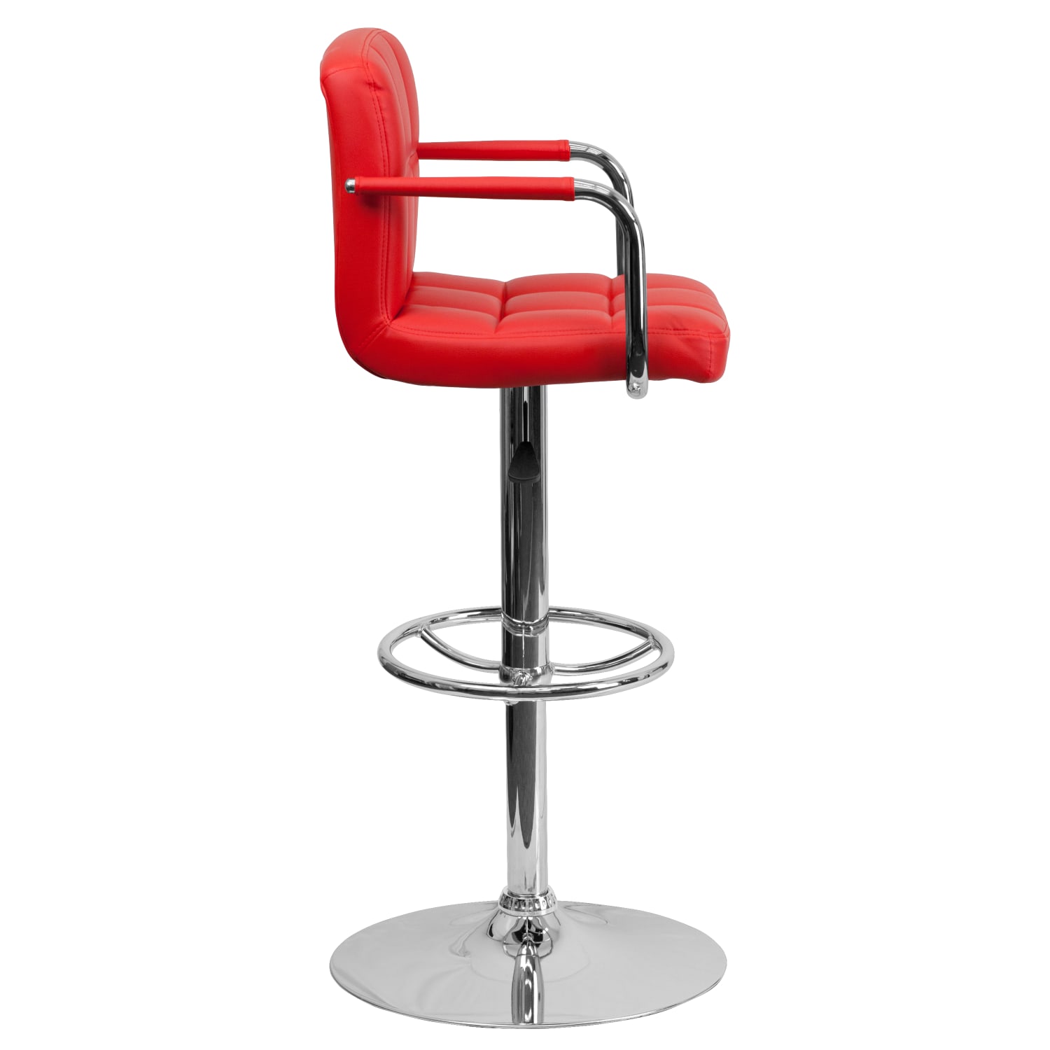 Flash Furniture Contemporary Quilted Vinyl Adjustable Height Bar Stool, Red - Image 10