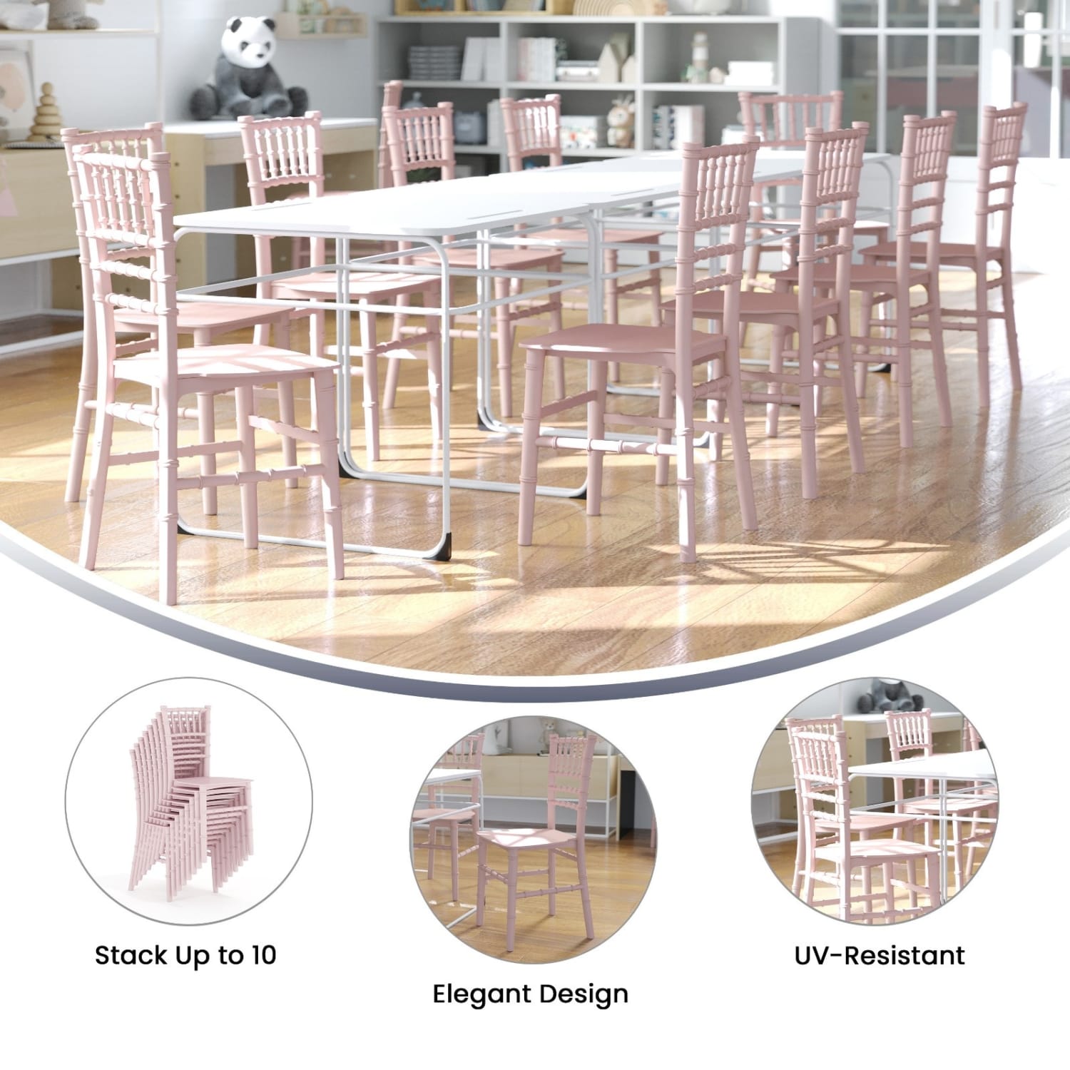 Flash Furniture Kids' Chiavari Resin Chair, Pink - Image 4
