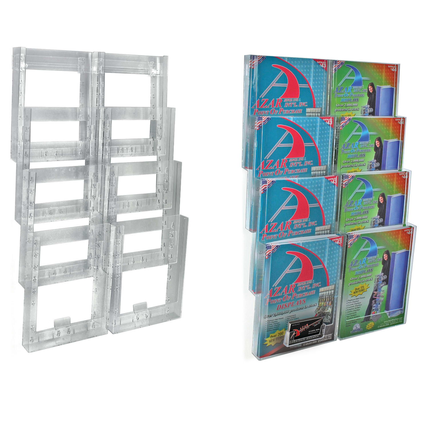 Azar Displays Wall-Mount Brochure Holder, Letter Size, 8 Pockets, 18inW x 19-1/2inH - Image 4