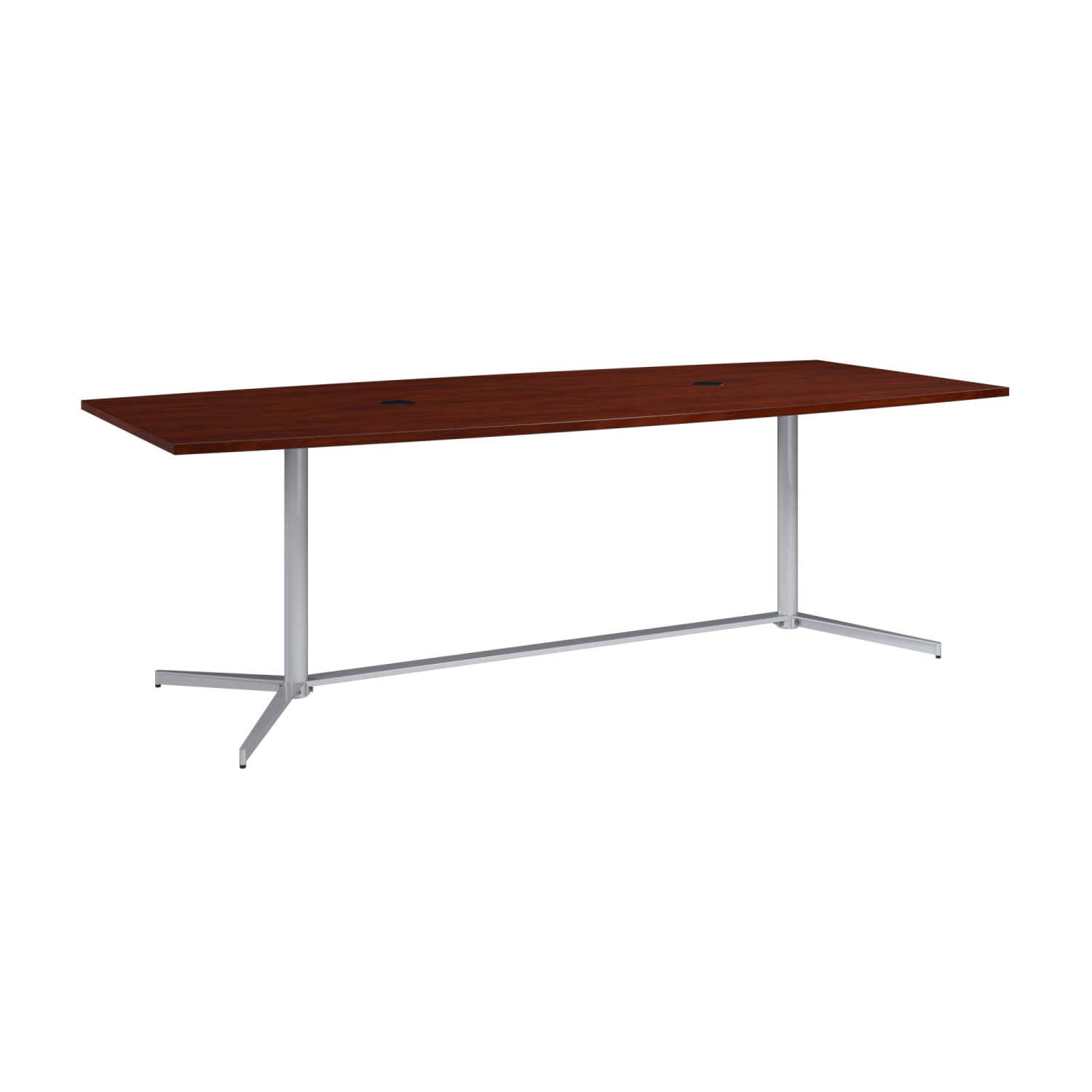 Bush Business Furniture 120inW x 48inD Boat Shaped Conference Table with Metal Base, Hansen Cherry, Standard Delivery - Image 3