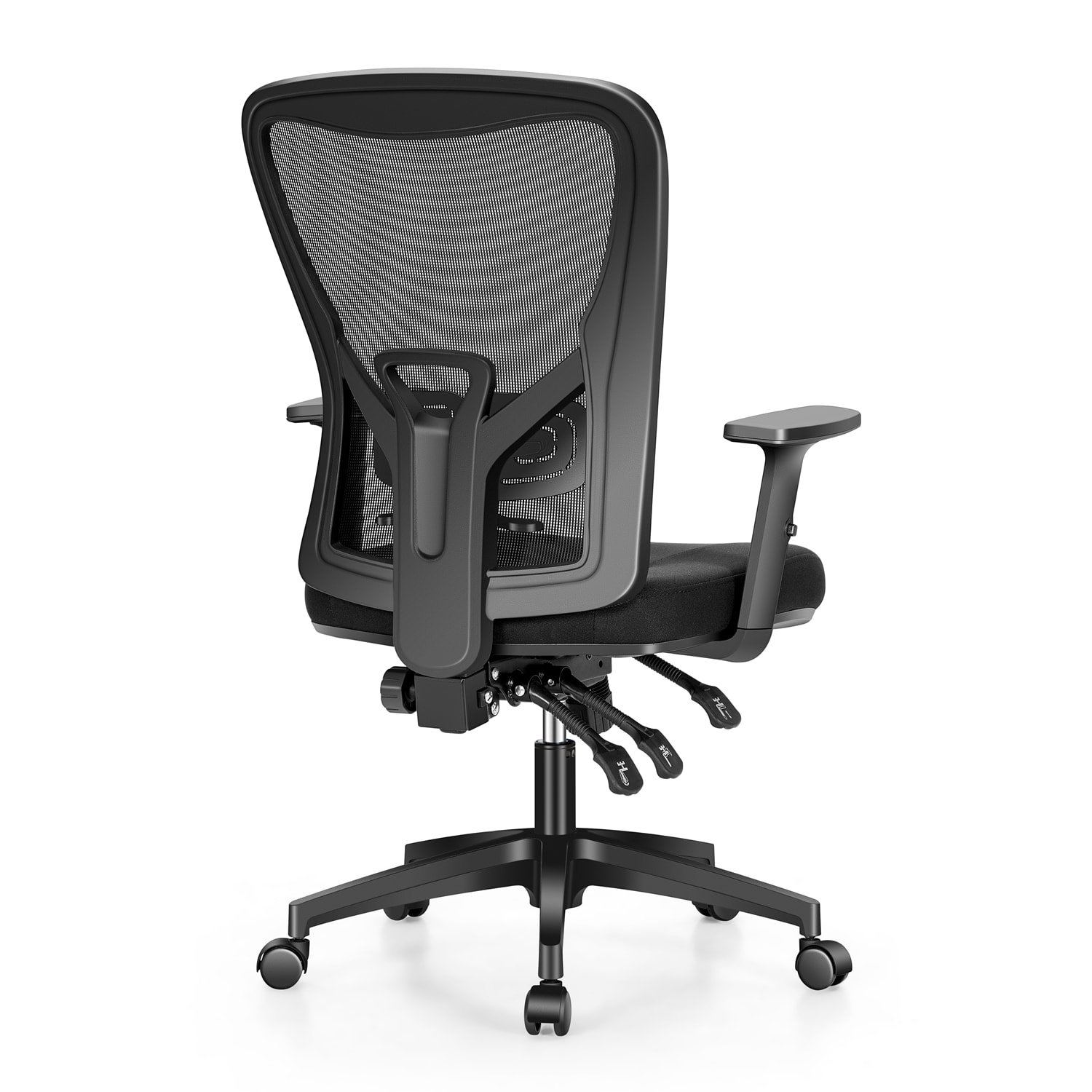 ALPHA HOME Ergonomic Fabric Mid Back Office Task Chair With Lumbar Support Black PopularChairscom