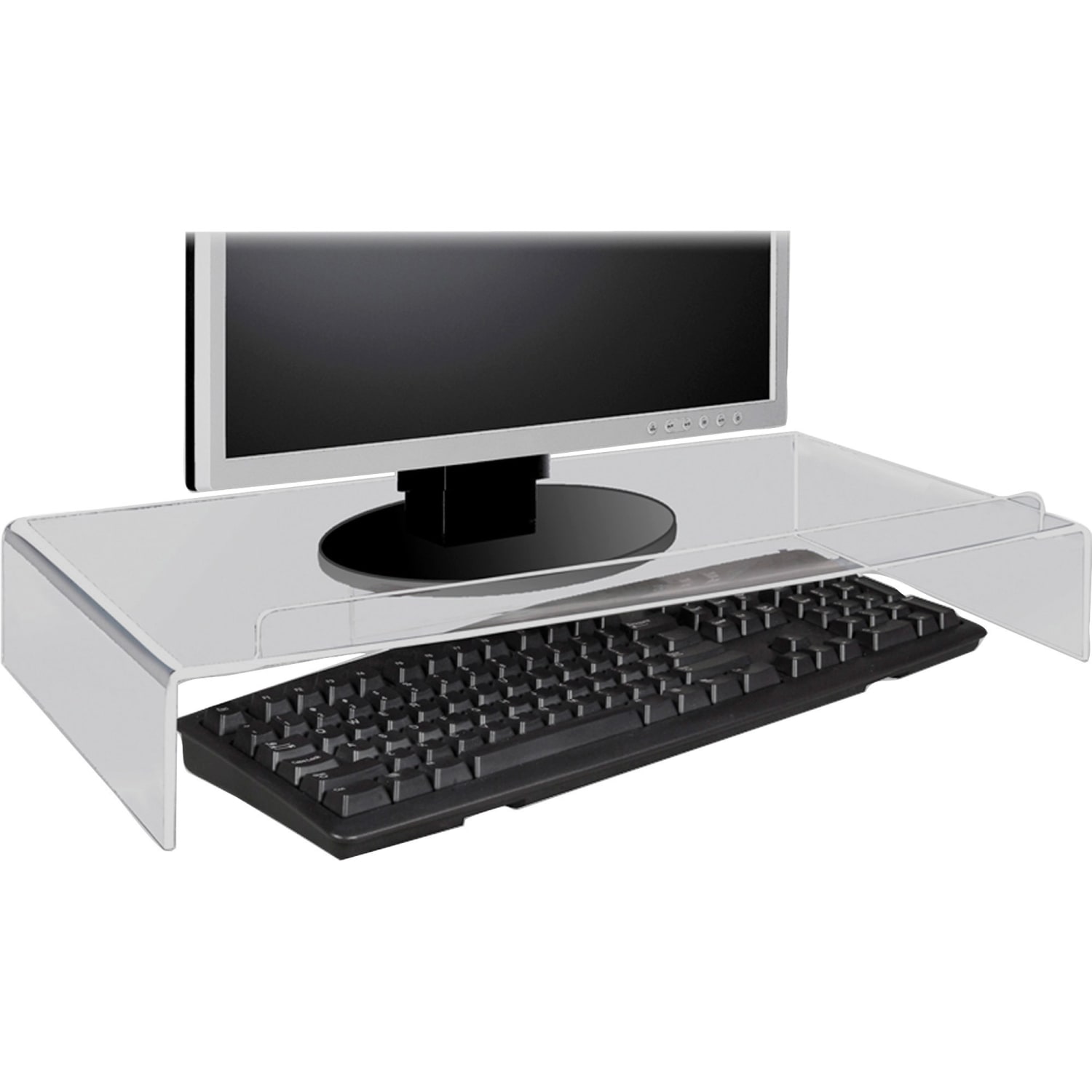 Kantek Acrylic Monitor Stand with Keyboard Storage - Up to 19in Screen Support - 50 lb Load Capacity - AMS300 - Image 4